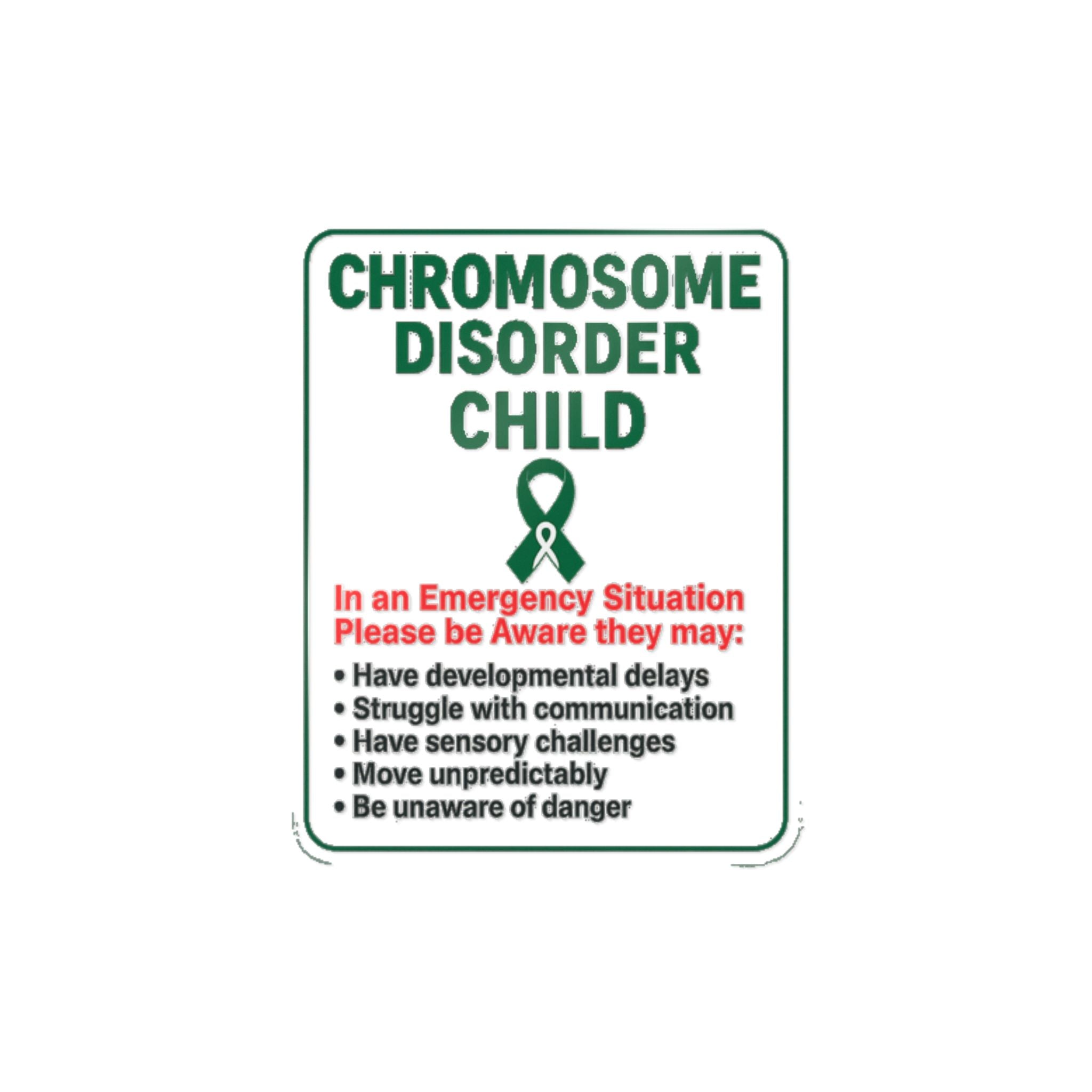 Chromosome Disorder Child emergency awareness sticker | Die-Cut Sticker