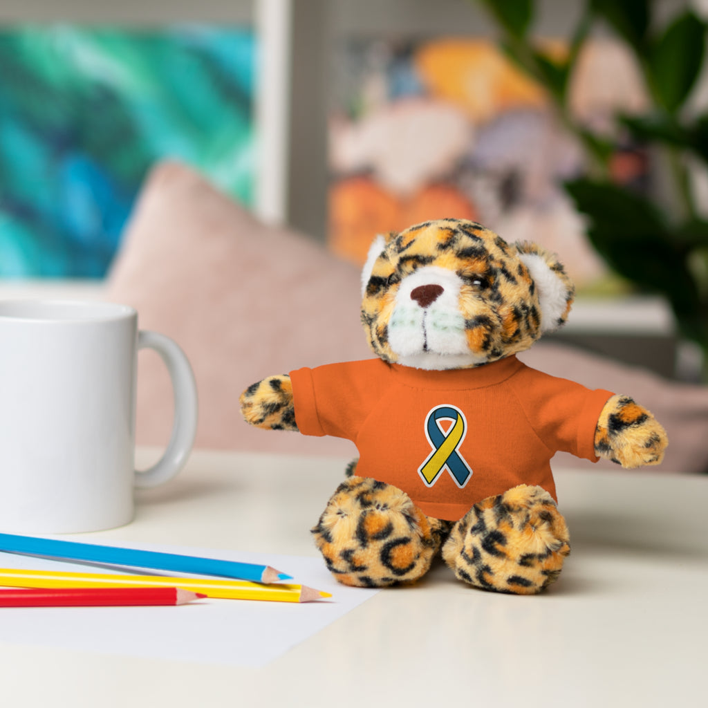 Yellow Blue Awareness Ribbon Stuffed Animal