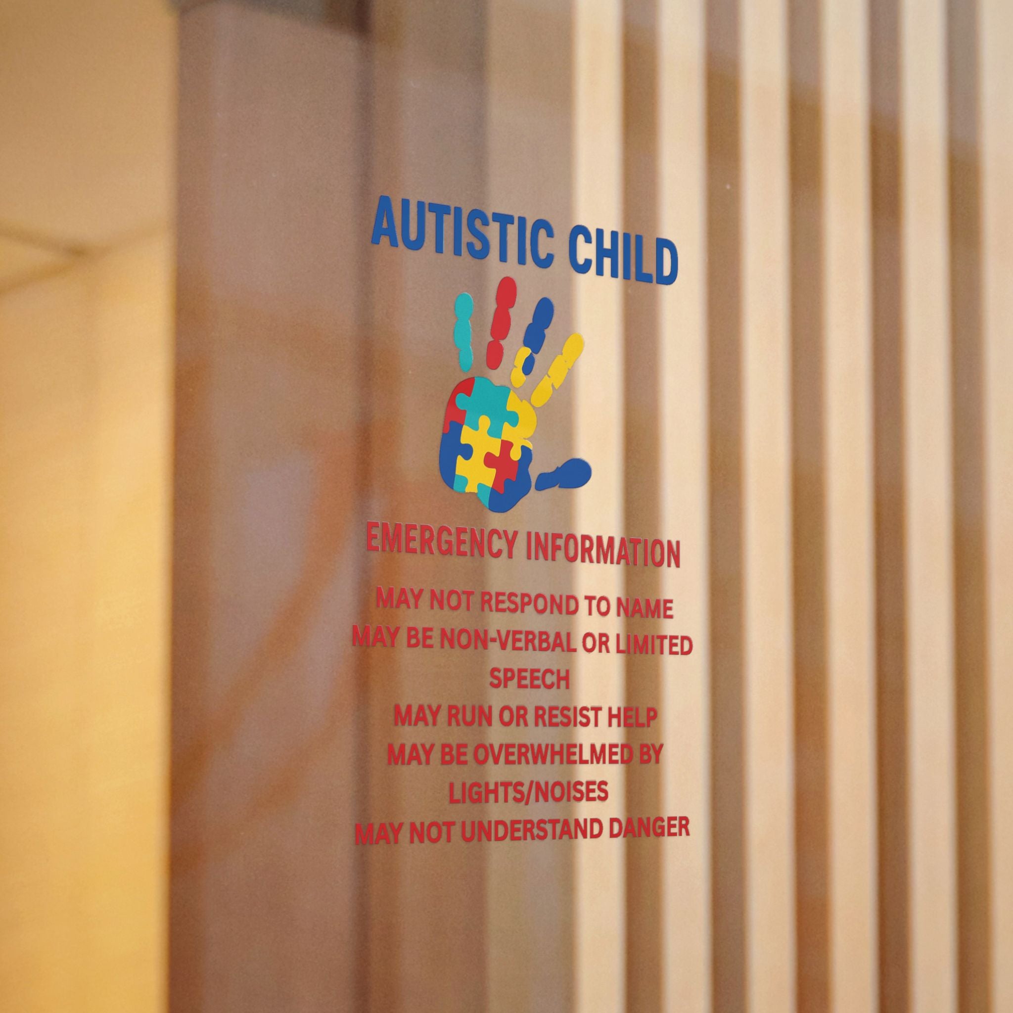 Autistic Child Emergency Information Sticker | Die-Cut