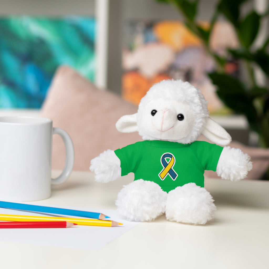 Yellow Blue Awareness Ribbon Stuffed Animal
