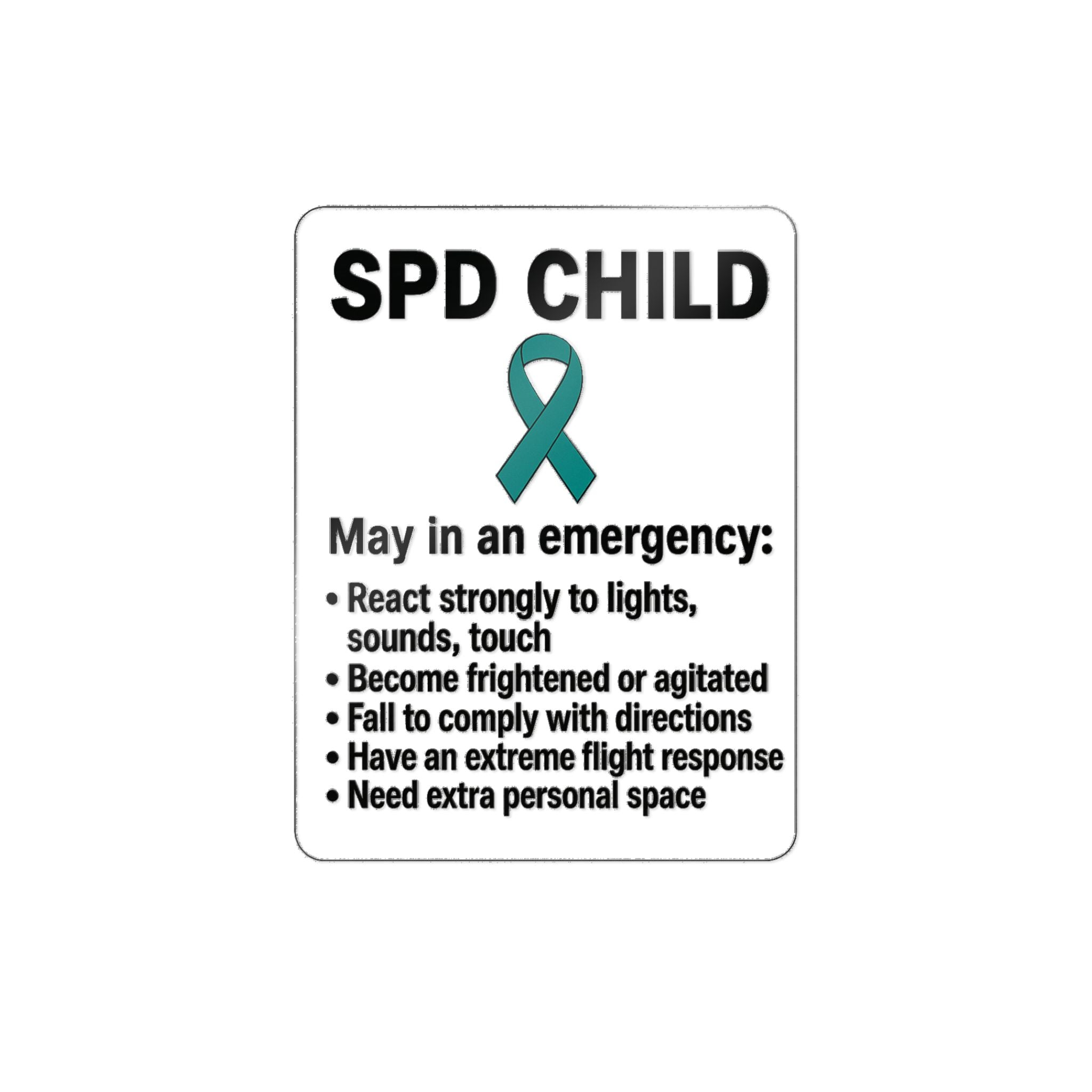 SPD Child Awareness sticker | Sensory Processing Disorder information decal, teal ribbon