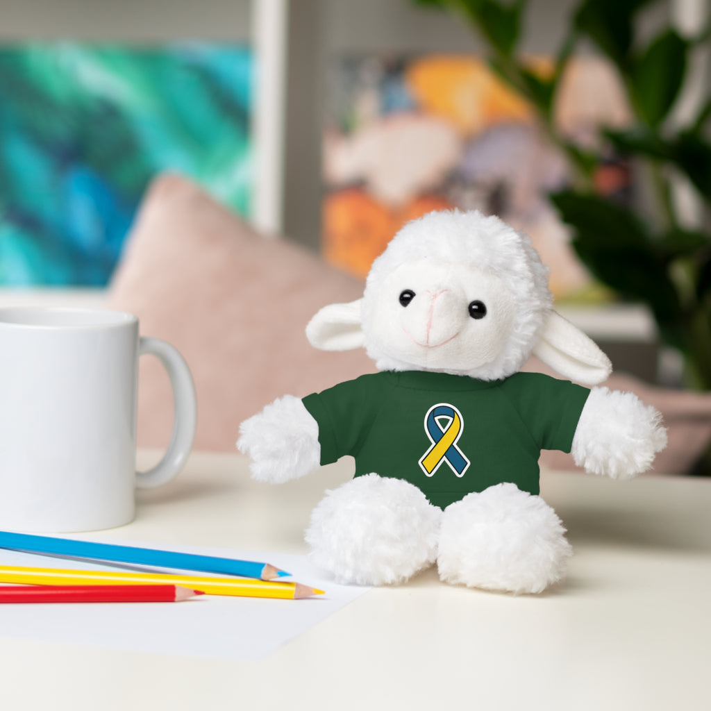 Yellow Blue Awareness Ribbon Stuffed Animal