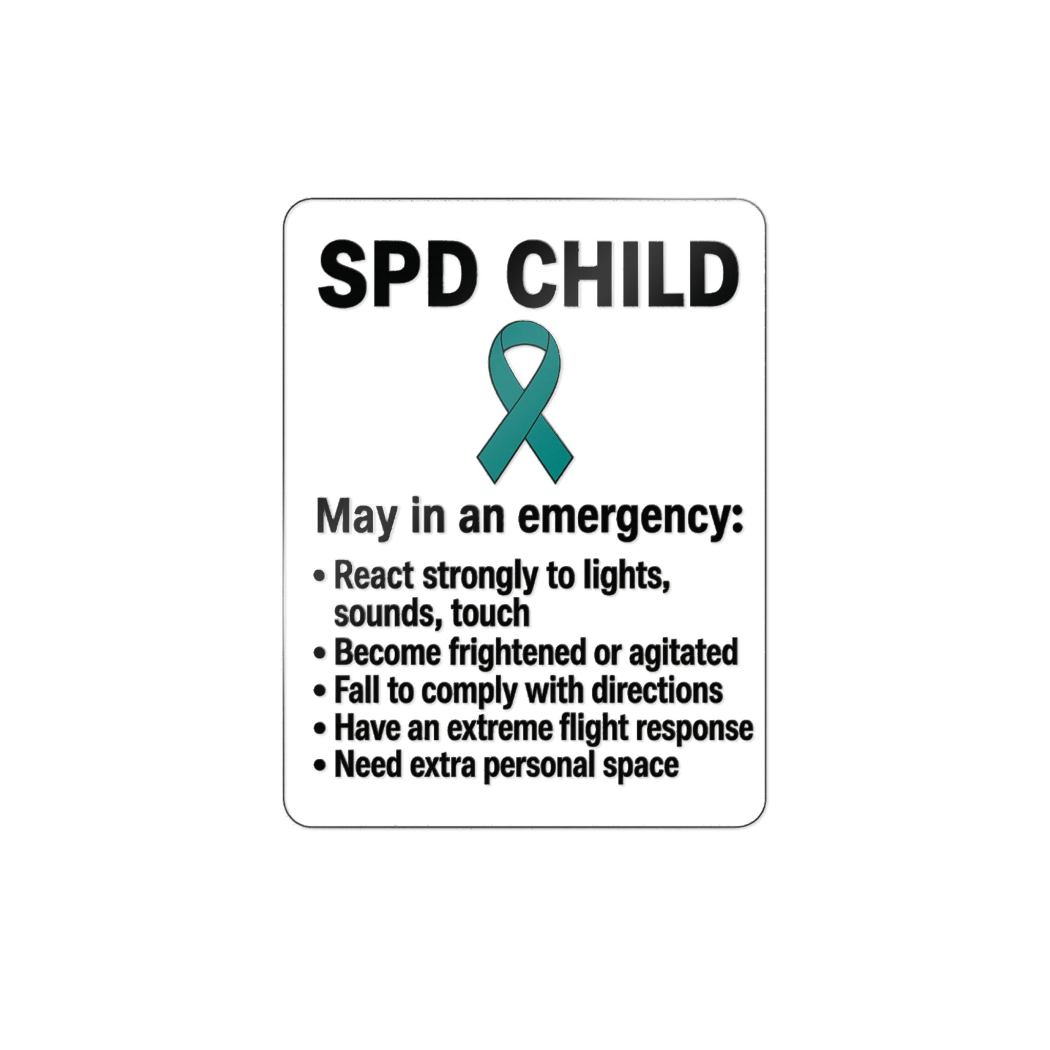 SPD Child Awareness sticker | Sensory Processing Disorder information decal, teal ribbon