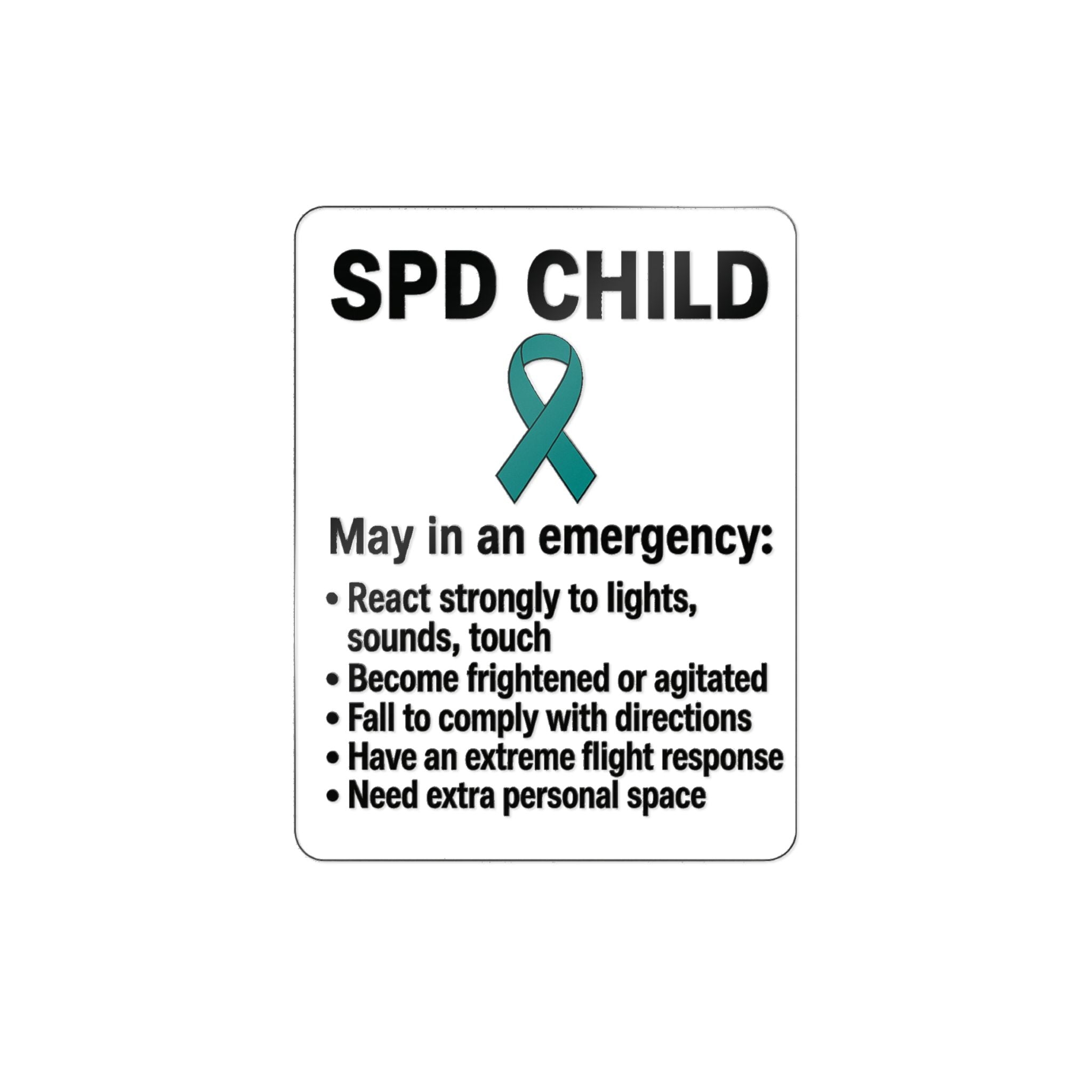 SPD Child Awareness sticker | Sensory Processing Disorder information decal, teal ribbon