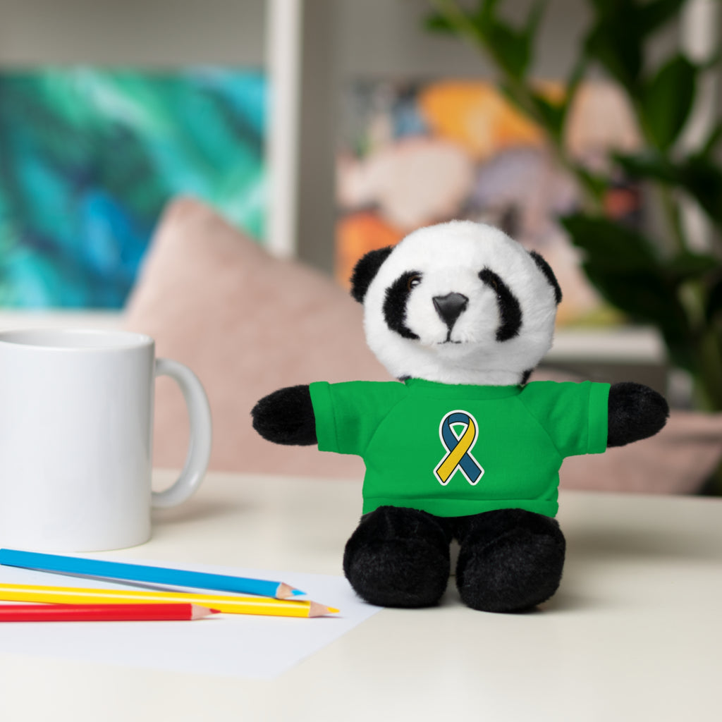 Yellow Blue Awareness Ribbon Stuffed Animal