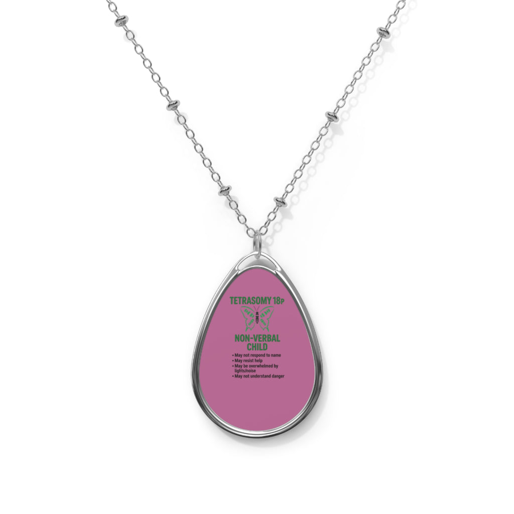 TETRASOMY 18P  Awareness Teardrop Pendant Necklace | Oval Necklace