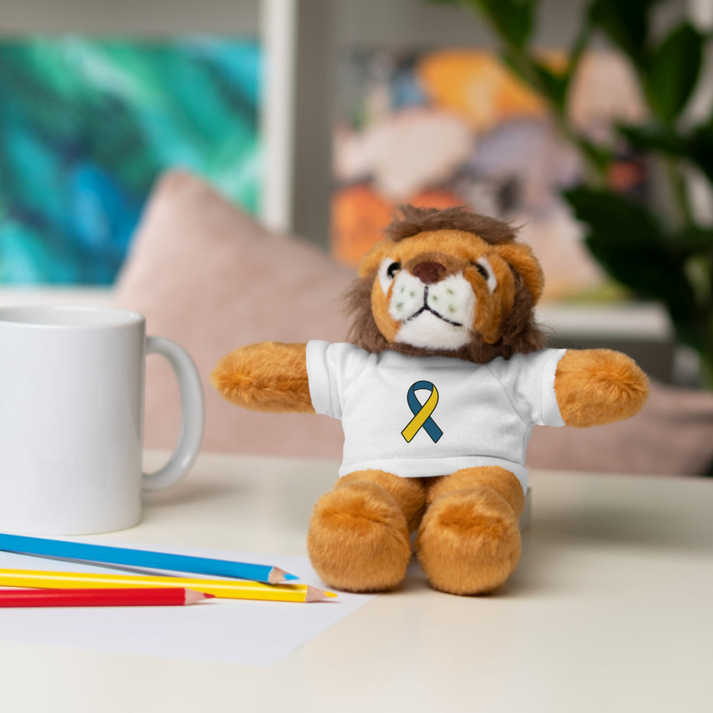 Yellow Blue Awareness Ribbon Stuffed Animal