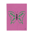 Green Butterfly, pink  Velveteen Plush Blanket | Simple Insect Silhouette