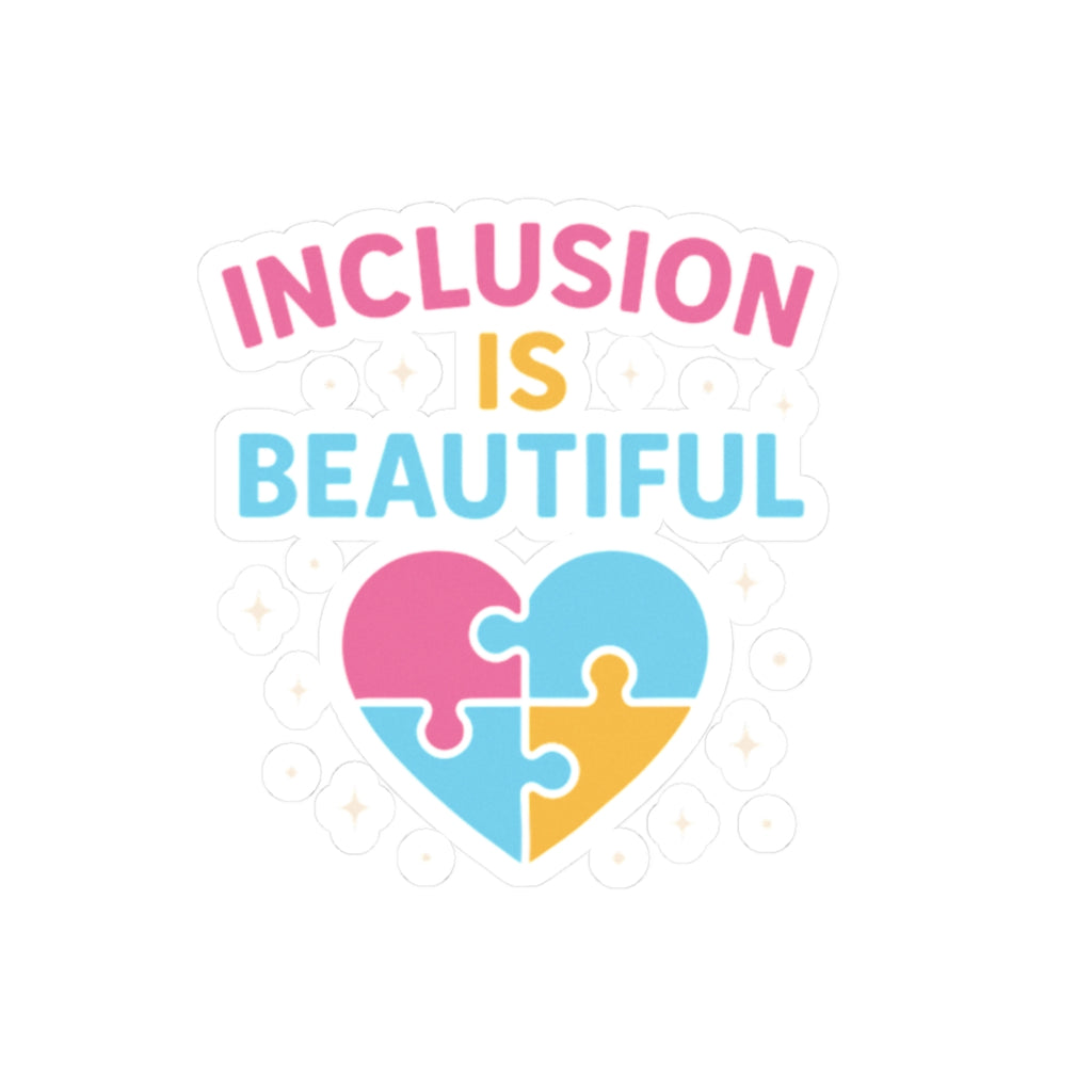 Inclusion Is Beautiful sticker | Kiss-cut puzzle heart vinyl sticker