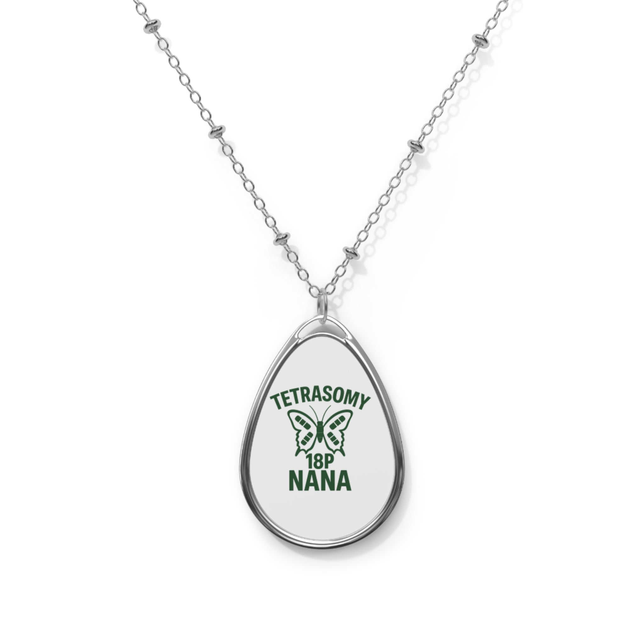 Tetrasomy 18p Nana oval necklace | teardrop pendant memorial jewelry