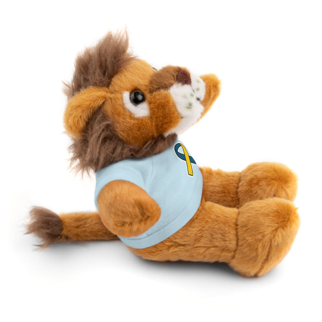 Yellow Blue Awareness Ribbon Stuffed Animal