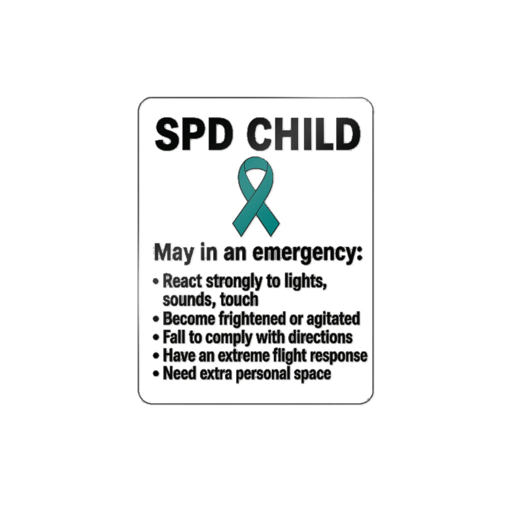 SPD Child Awareness sticker | Sensory Processing Disorder information decal, teal ribbon