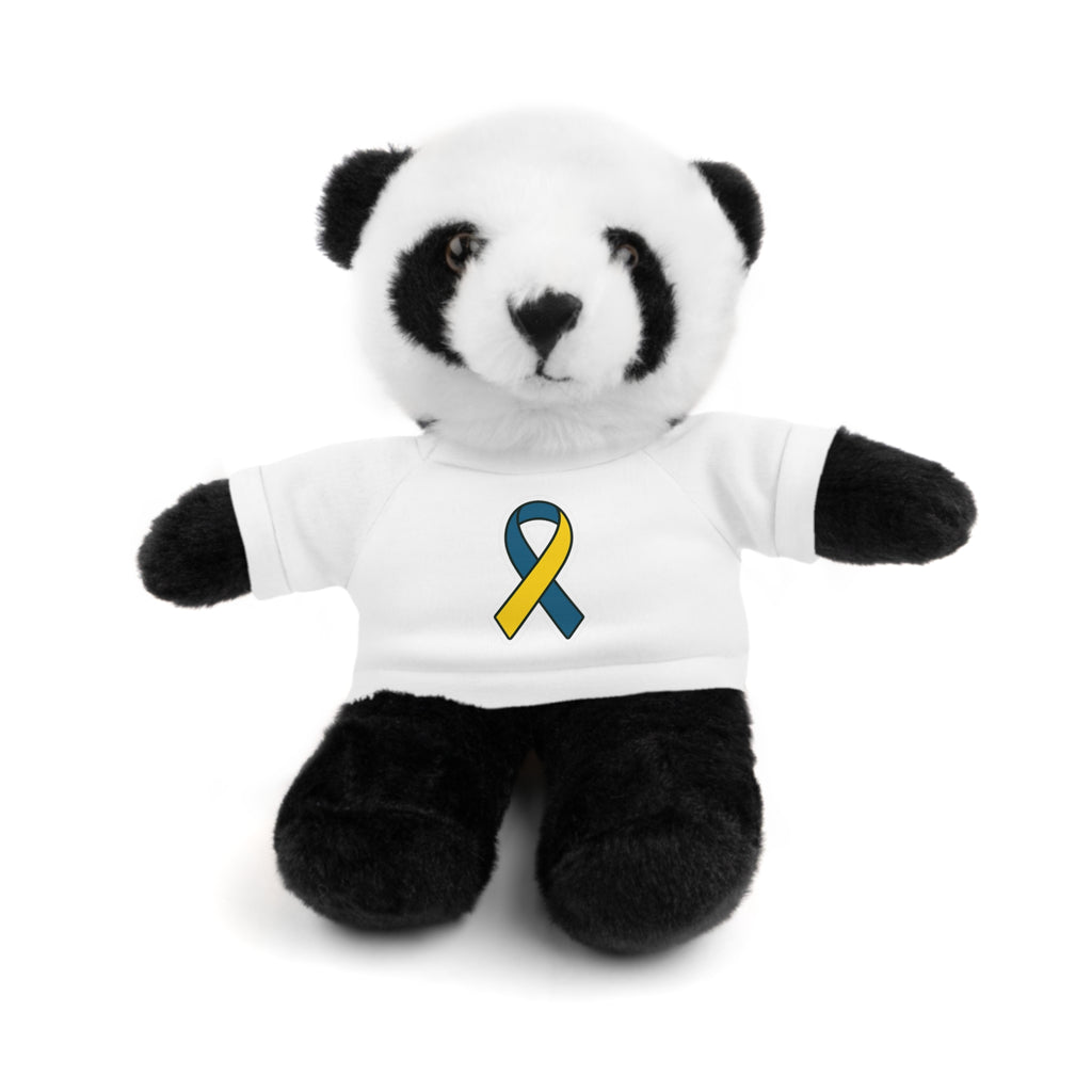 Yellow Blue Awareness Ribbon Stuffed Animal