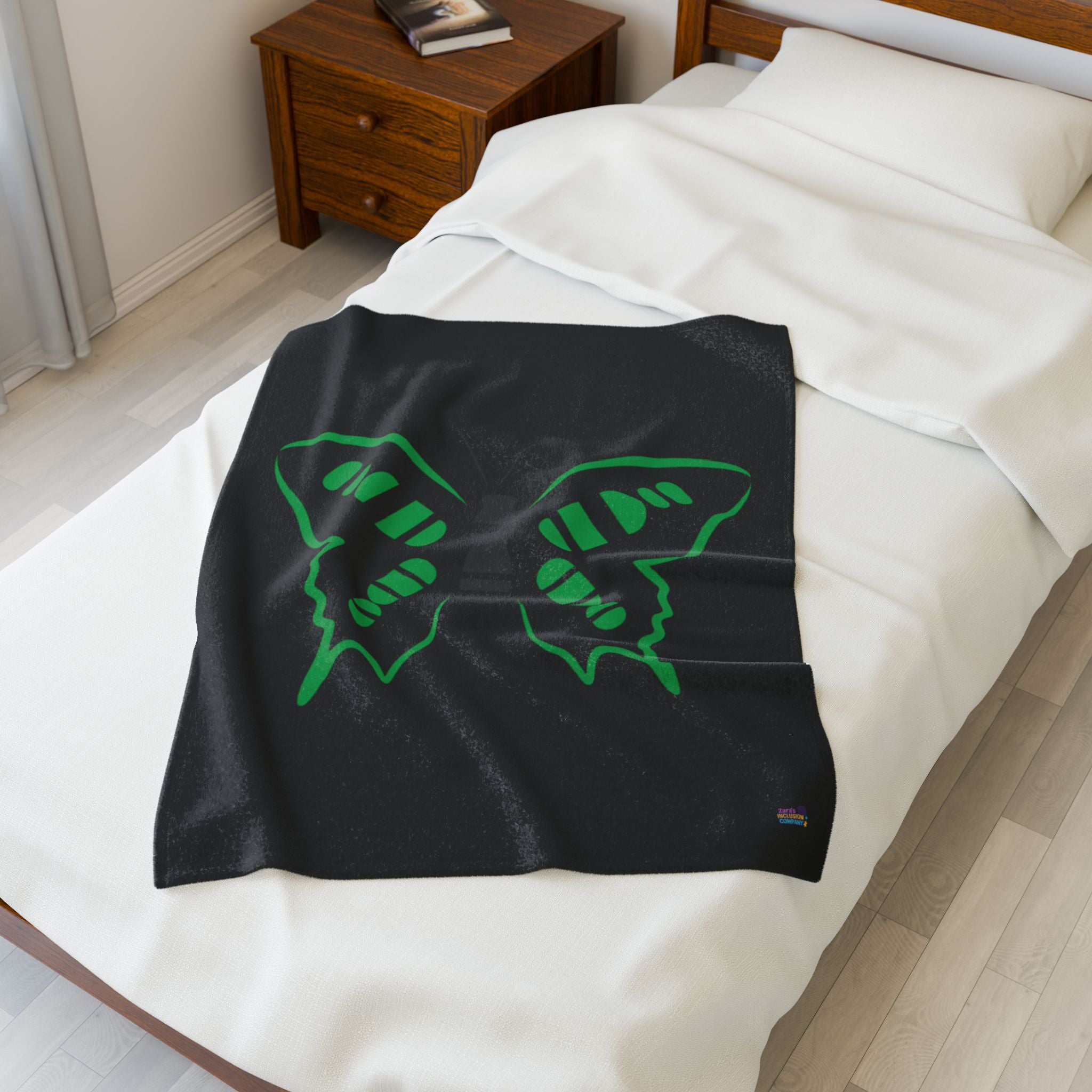 Tetrasomy 18p Green Butterfly Velveteen Plush Blanket