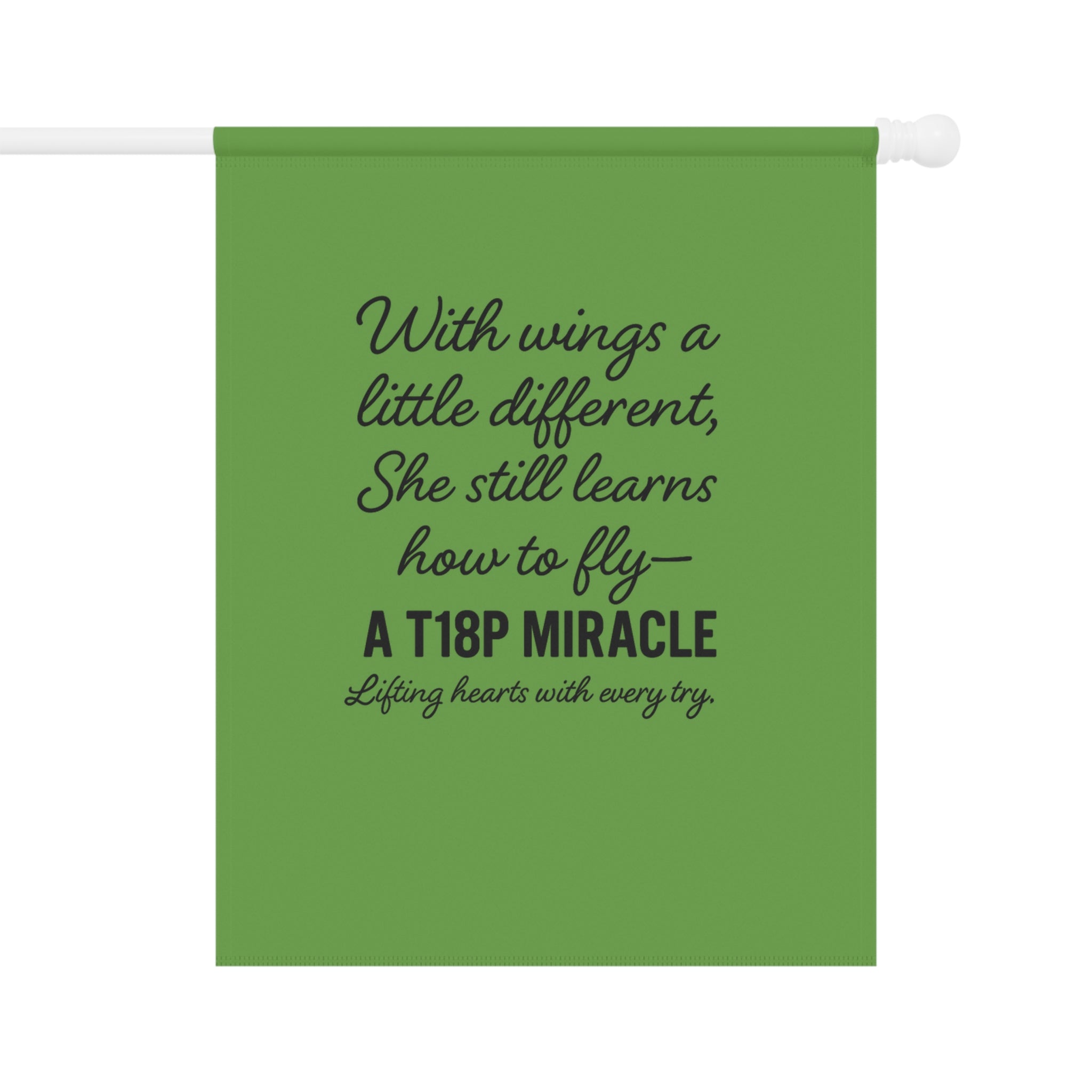 With wings a little different She still learns how to fly Garden Banner | Awareness Purple