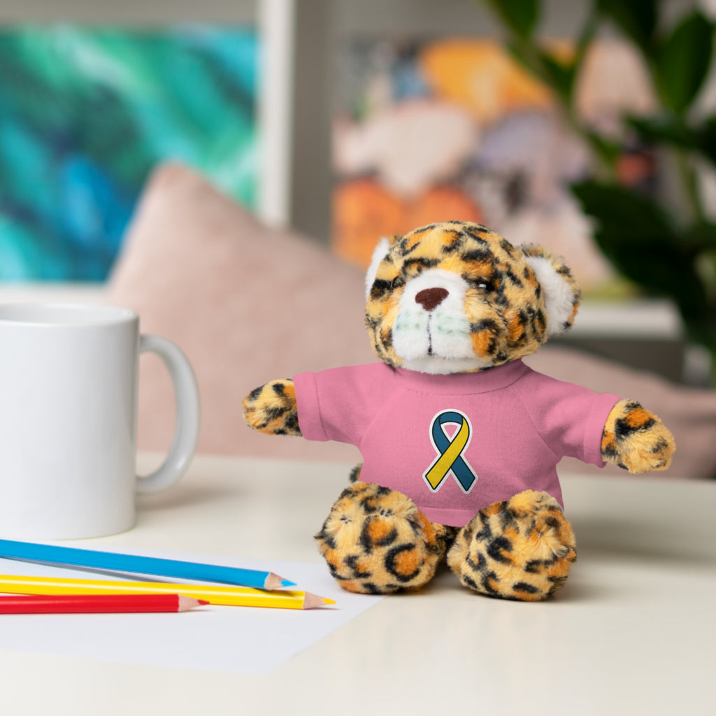 Yellow Blue Awareness Ribbon Stuffed Animal