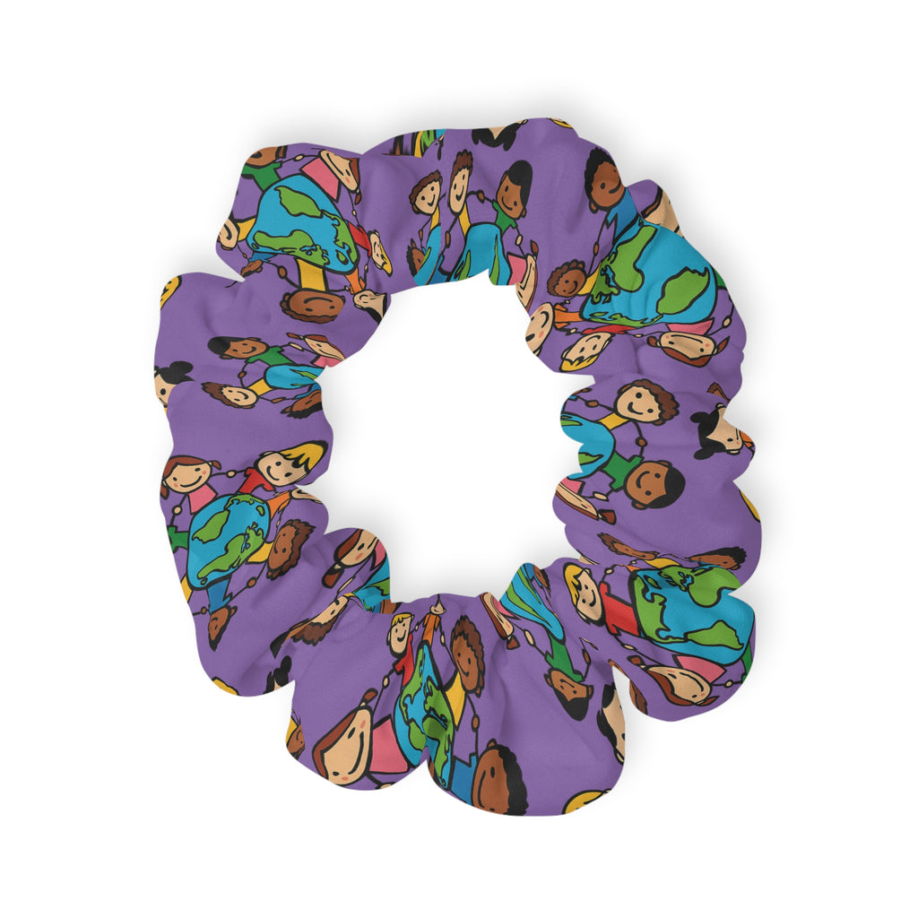 Earth Friends pattern Scrunchie | colorful kids planet hair accessory