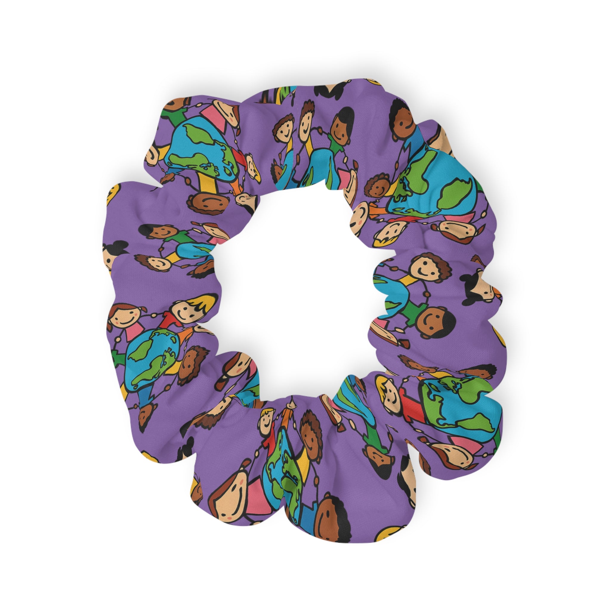 Earth Friends pattern Scrunchie | colorful kids planet hair accessory