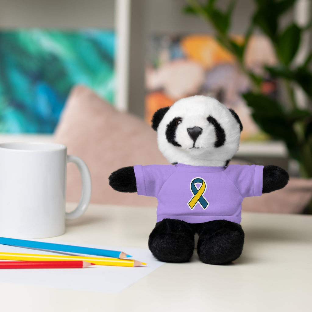 Yellow Blue Awareness Ribbon Stuffed Animal