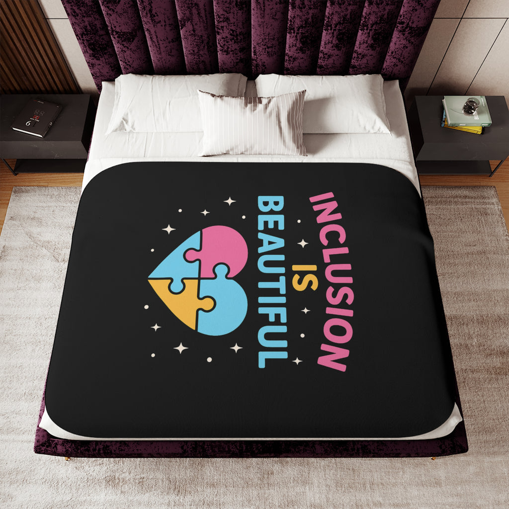 Inclusion Is Beautiful Sherpa Blanket | Puzzle Heart Design