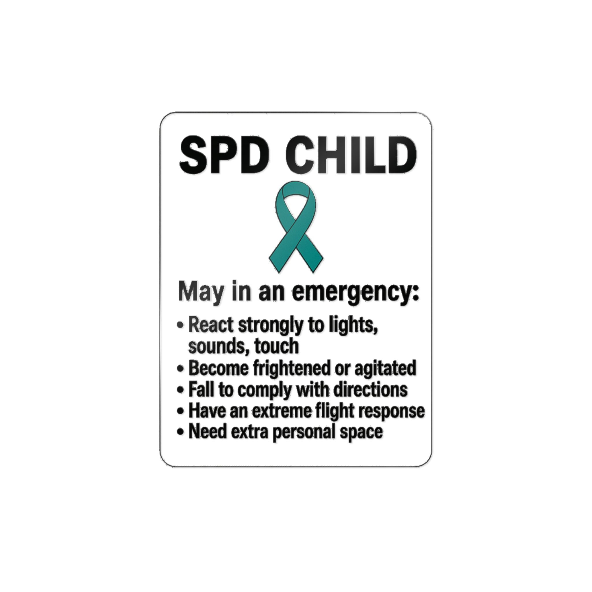 SPD Child Awareness sticker | Sensory Processing Disorder information decal, teal ribbon