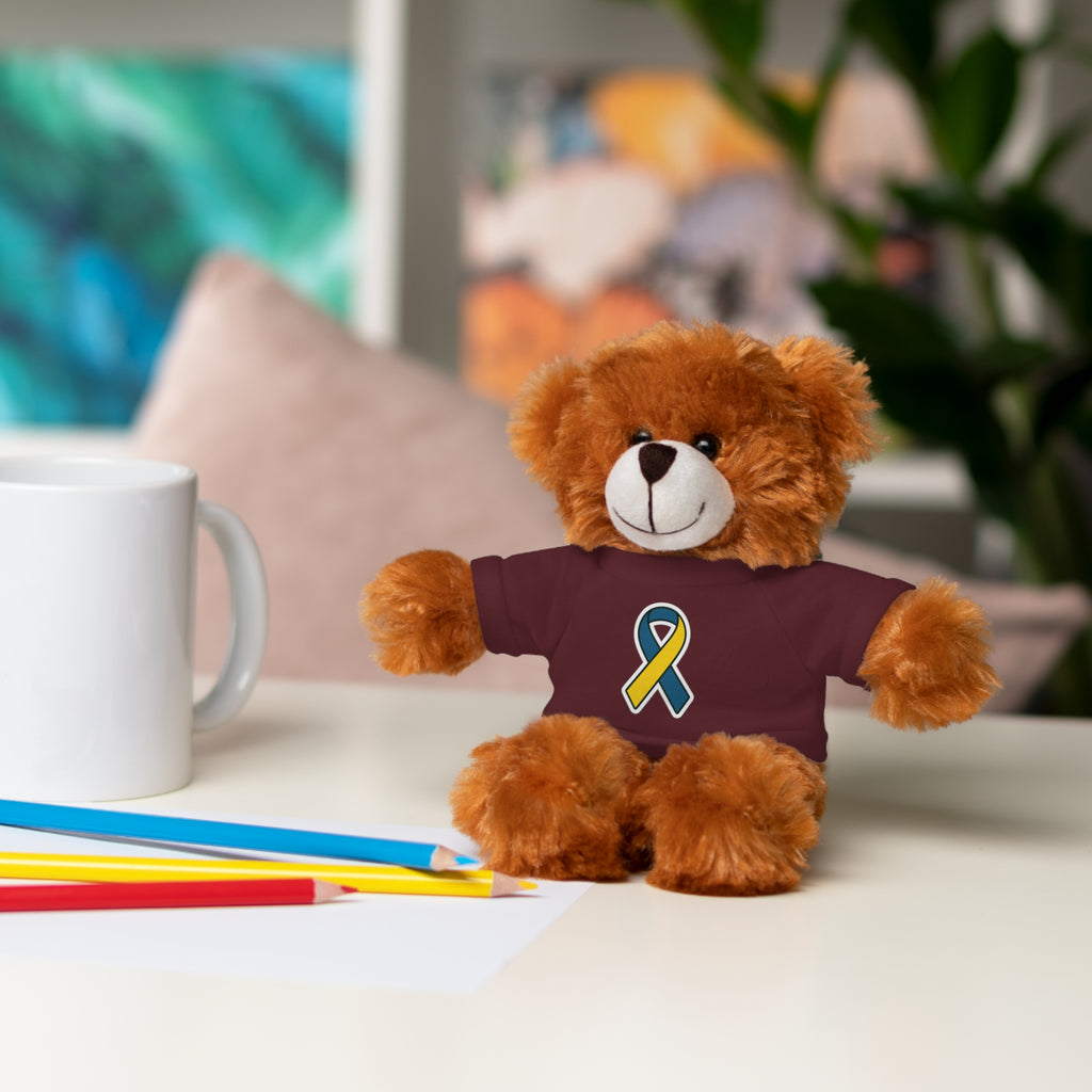 Yellow Blue Awareness Ribbon Stuffed Animal