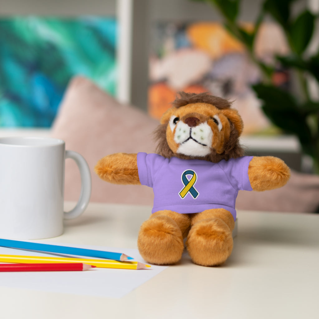 Yellow Blue Awareness Ribbon Stuffed Animal