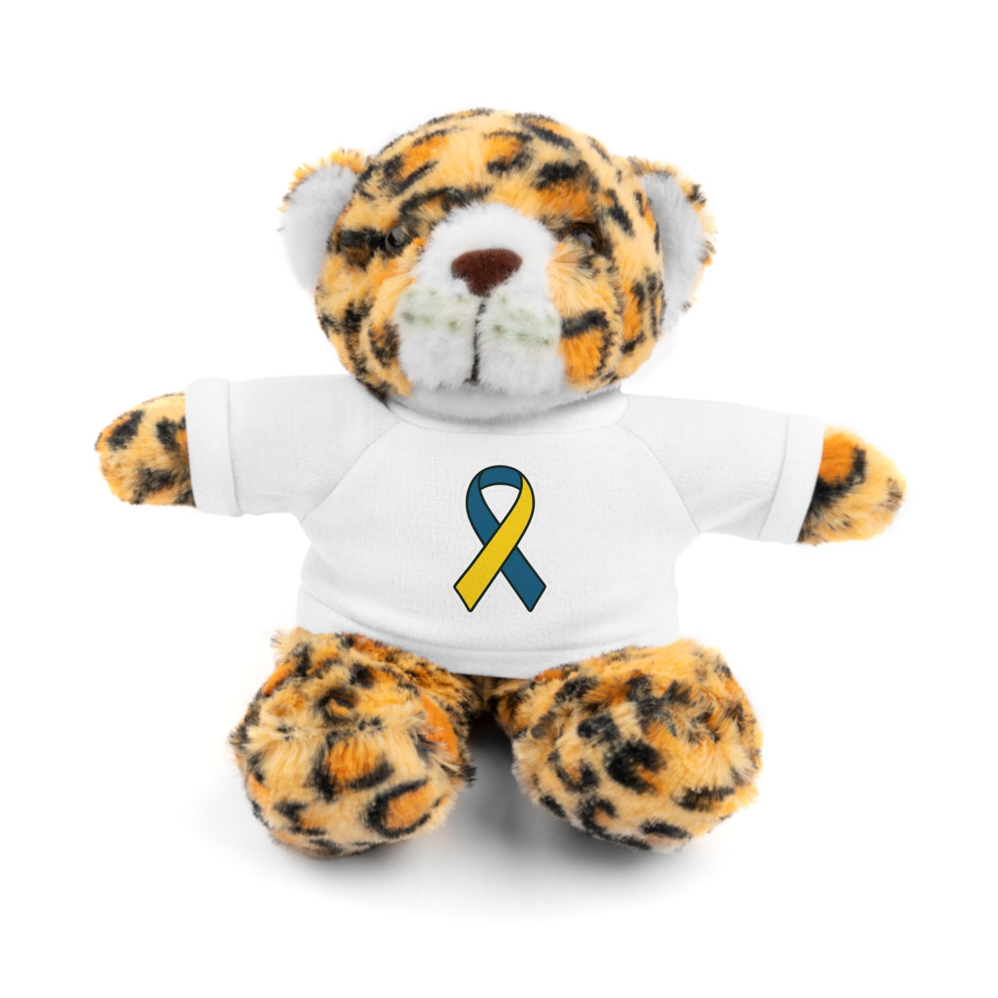 Yellow Blue Awareness Ribbon Stuffed Animal