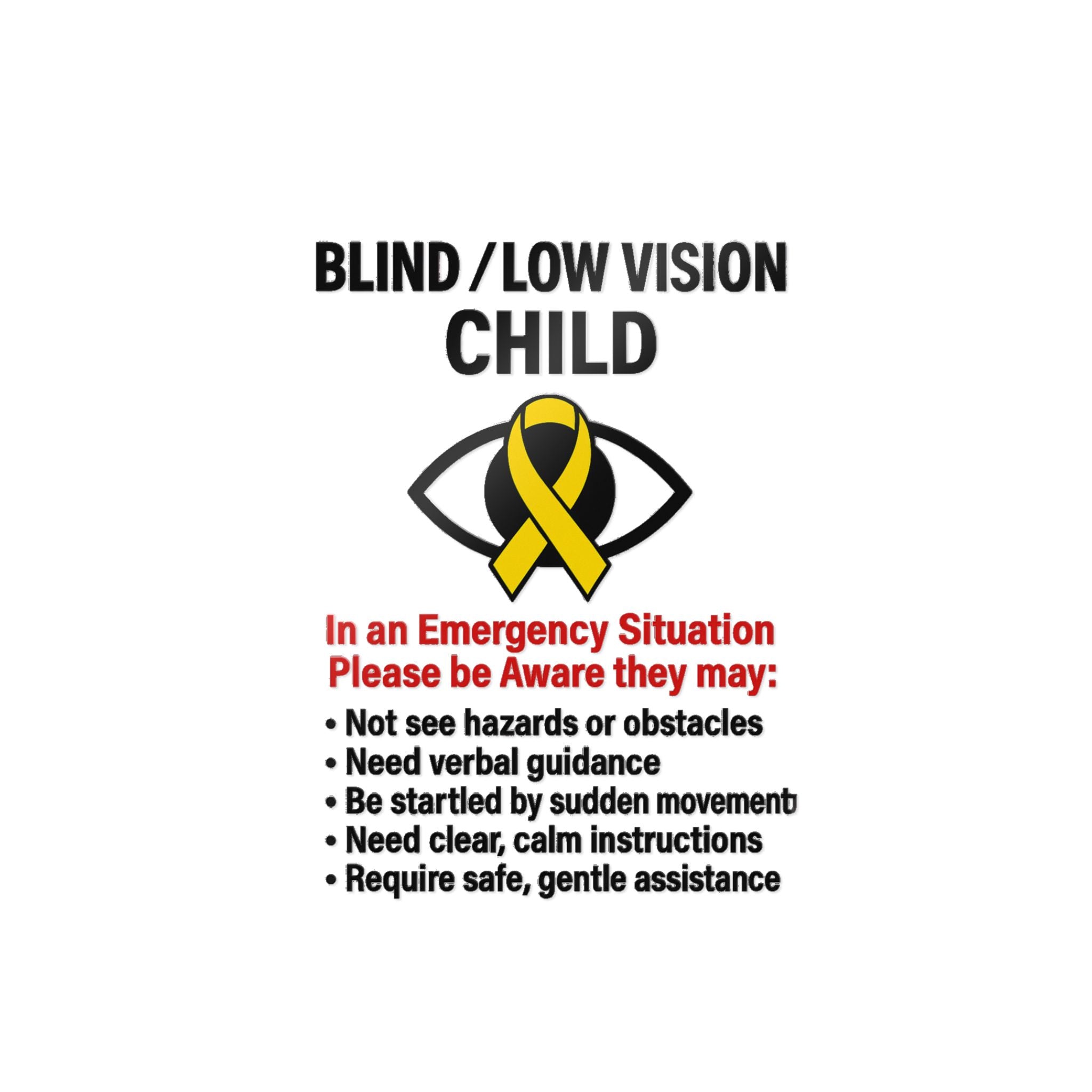 Blind/Low Vision Child sticker | Safety Awareness Die-Cut Sticker