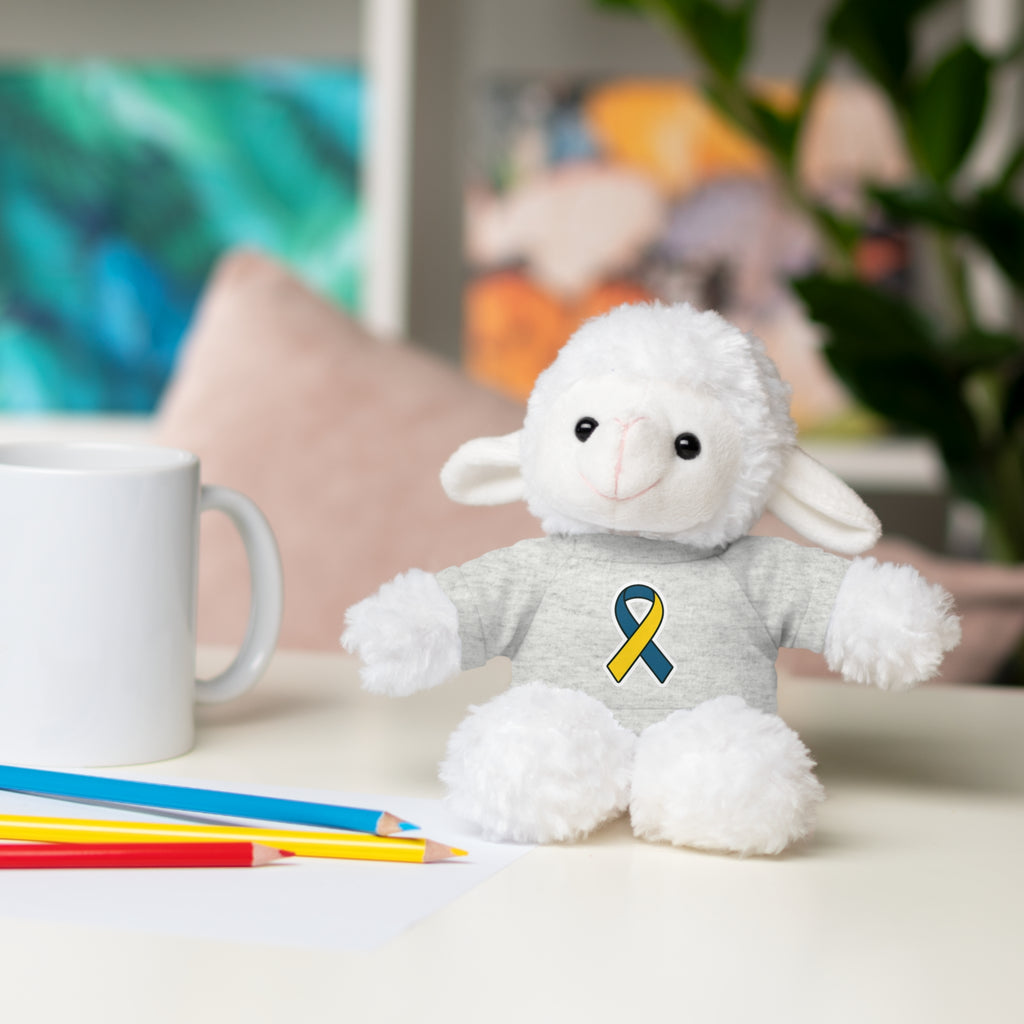 Yellow Blue Awareness Ribbon Stuffed Animal