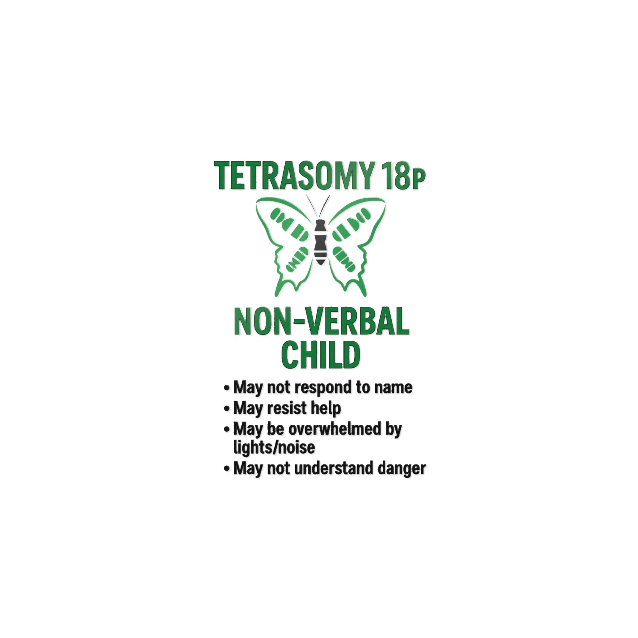 Tetrasomy 18p Non-Verbal Child Sticker | Awareness Die-Cut Sticker