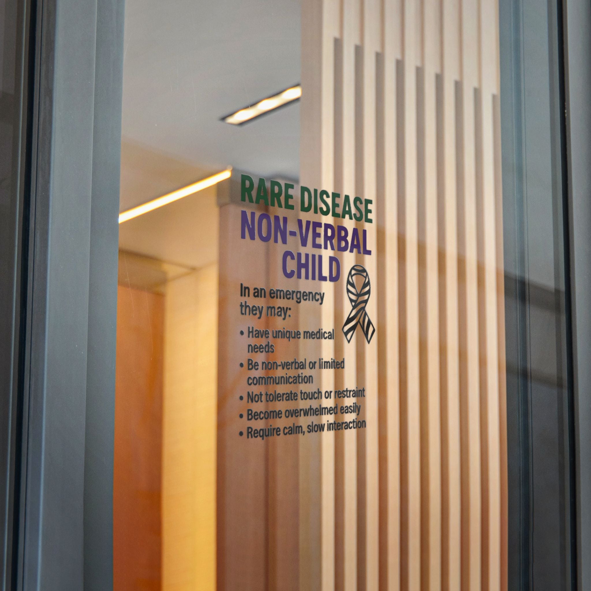 Rare Disease Non-Verbal Child Sticker | Awareness Ribbon, Emergency Info