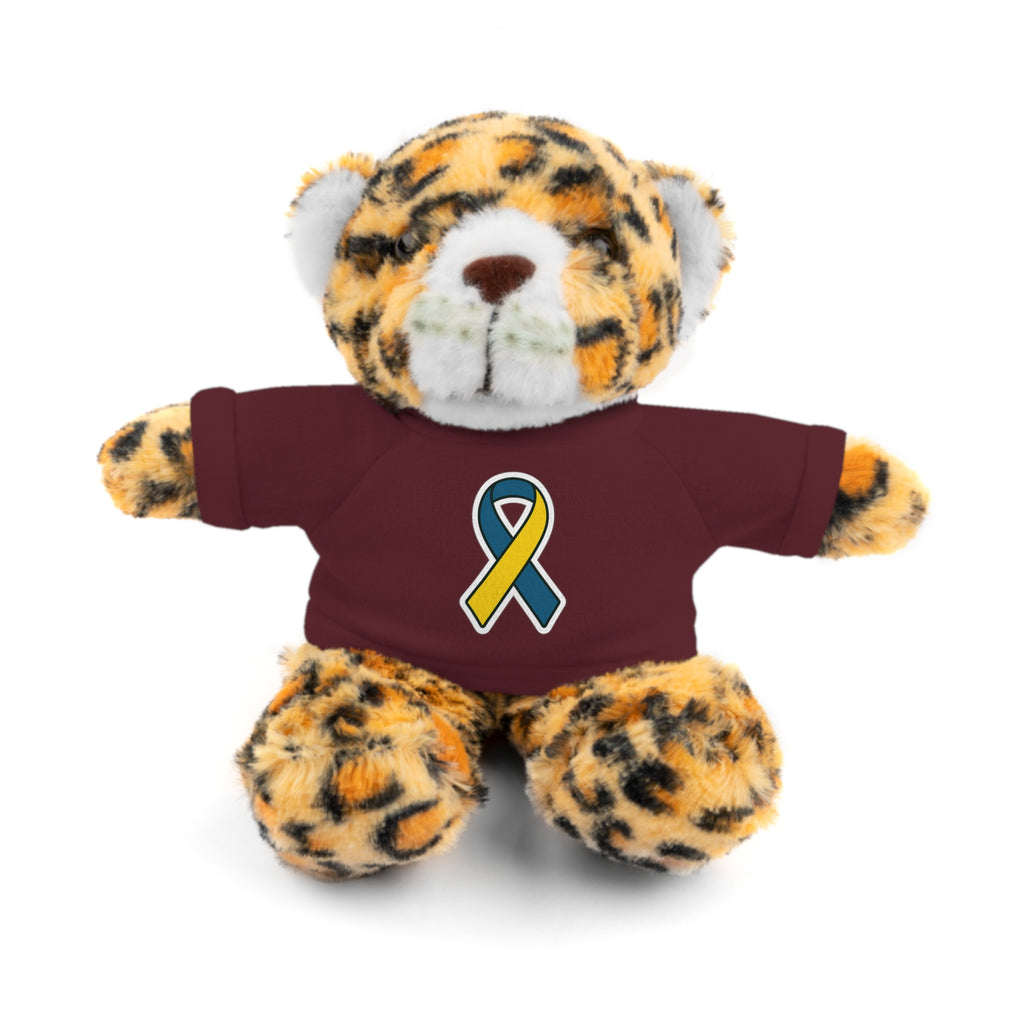 Yellow Blue Awareness Ribbon Stuffed Animal