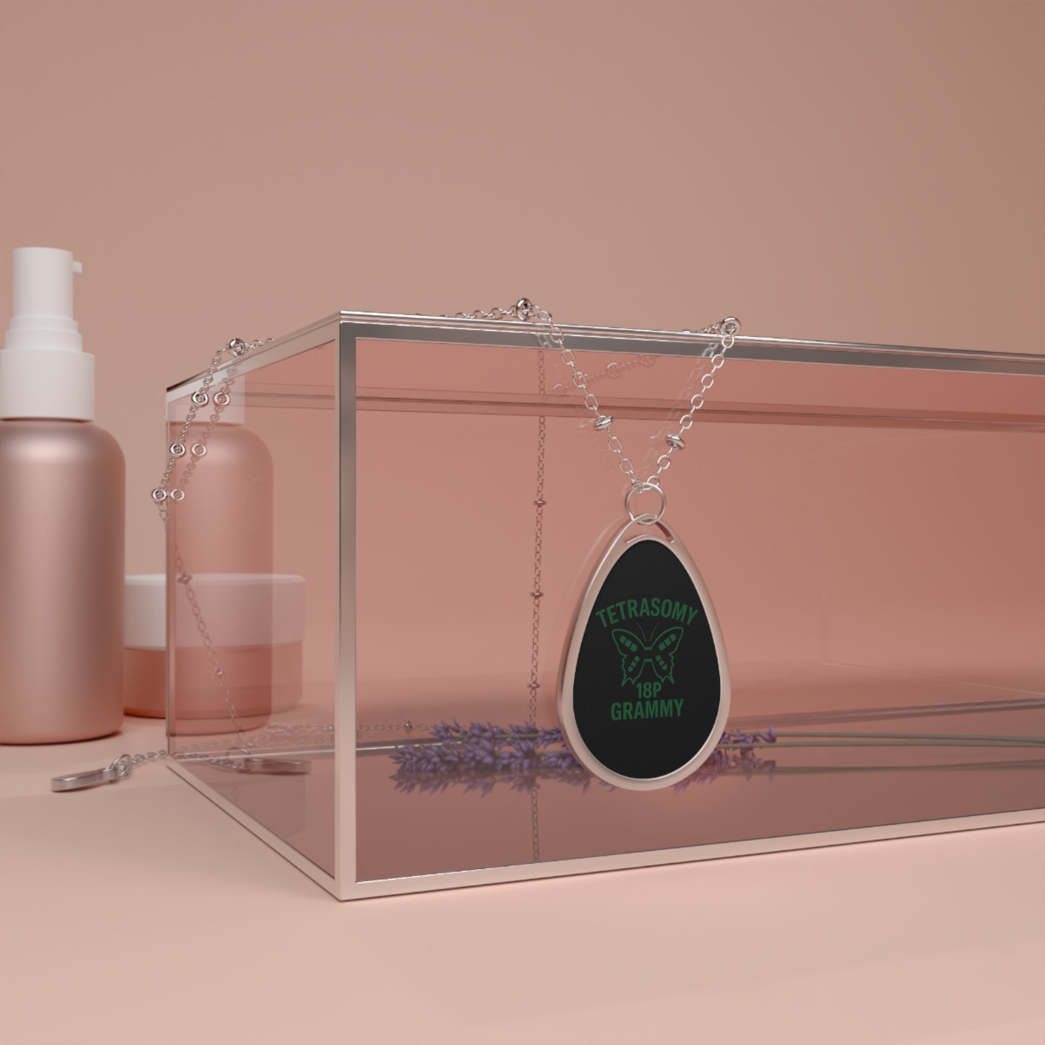 Tetrasomy 18p Grammy Oval Necklace | Awareness Teardrop Pendant