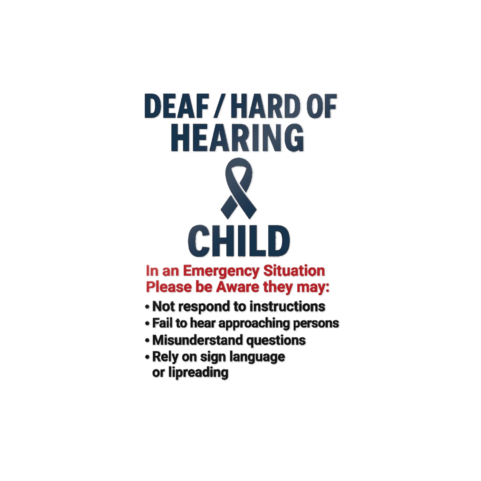 Deaf Hard of Hearing Child awareness sticker | Die-Cut Sticker