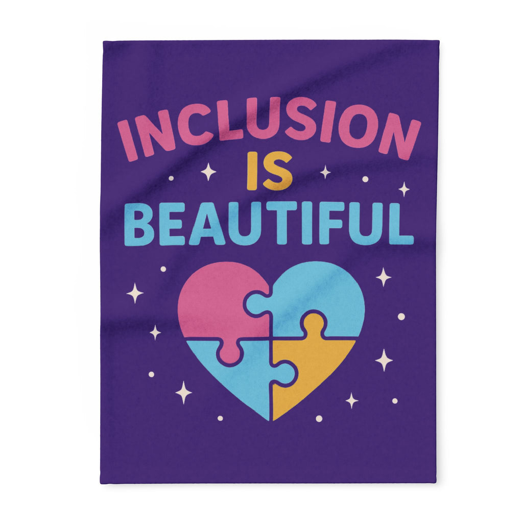 Inclusion Is Beautiful heart puzzle design Arctic Fleece Blanket | Pride, Diversity