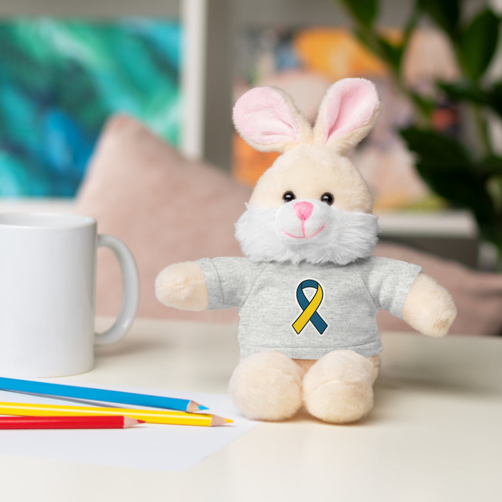 Yellow Blue Awareness Ribbon Stuffed Animal