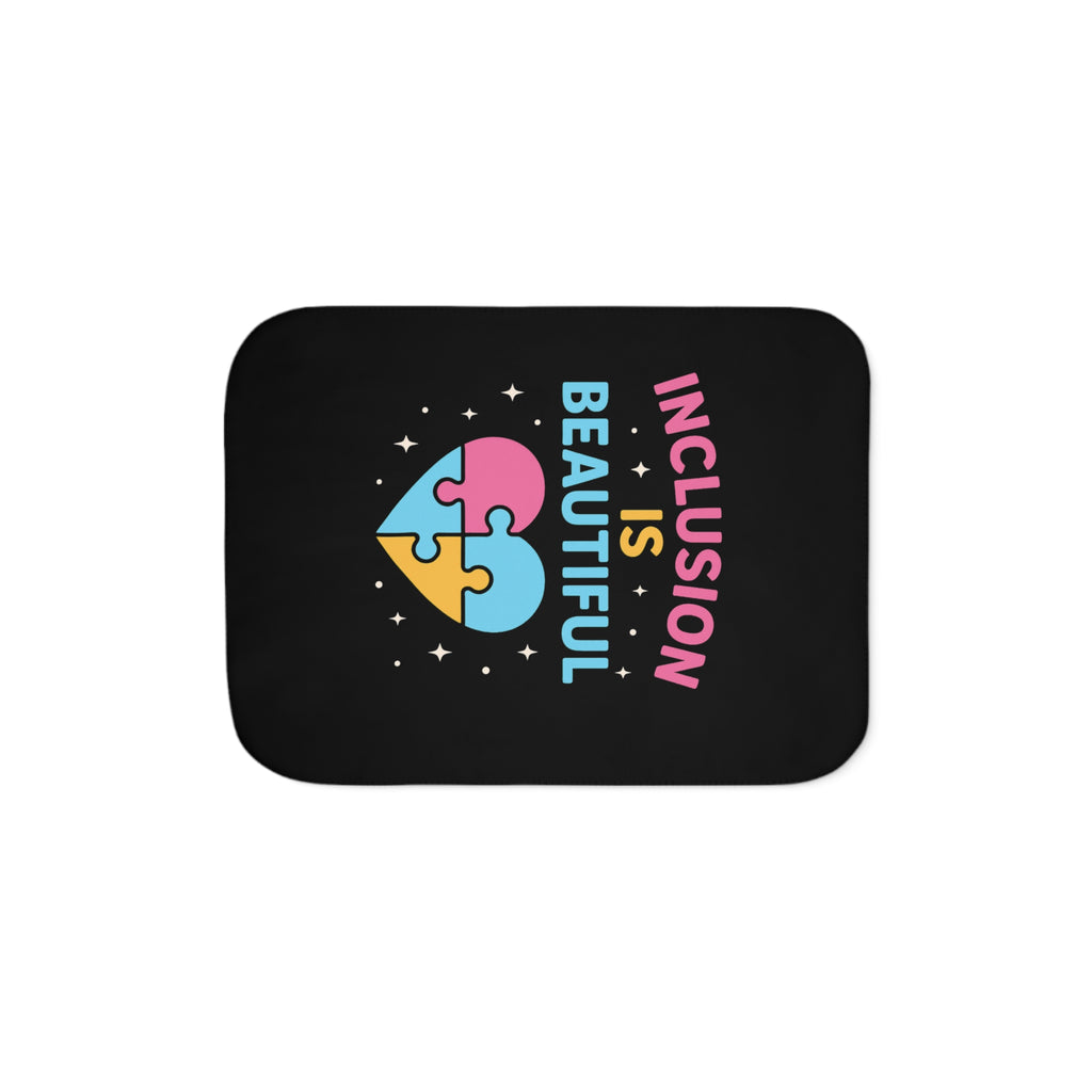 Inclusion Is Beautiful Sherpa Blanket | Puzzle Heart Design