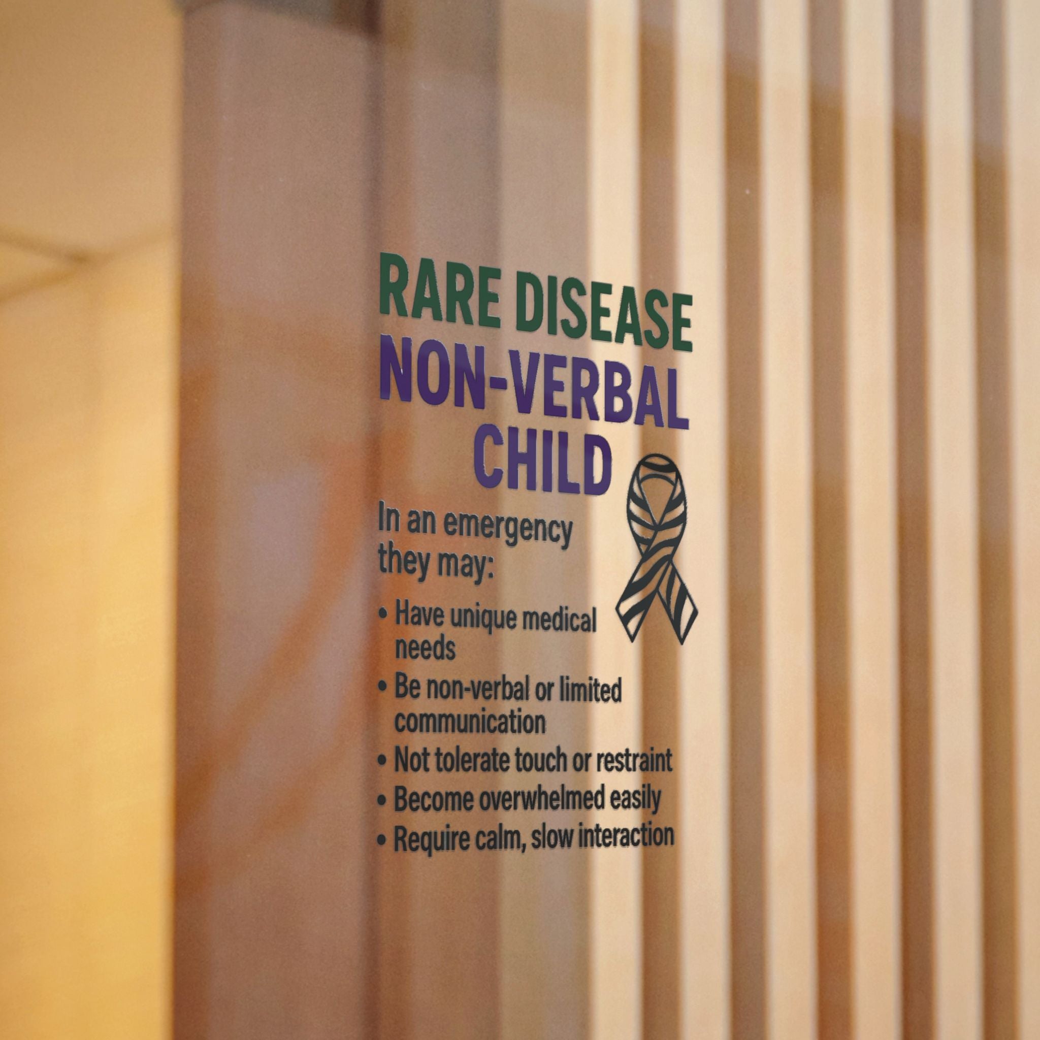 Rare Disease Non-Verbal Child Sticker | Awareness Ribbon, Emergency Info