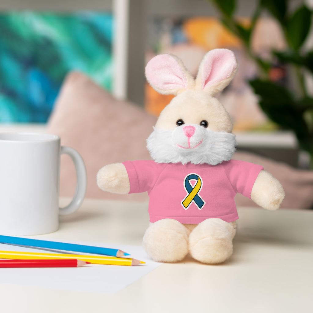 Yellow Blue Awareness Ribbon Stuffed Animal