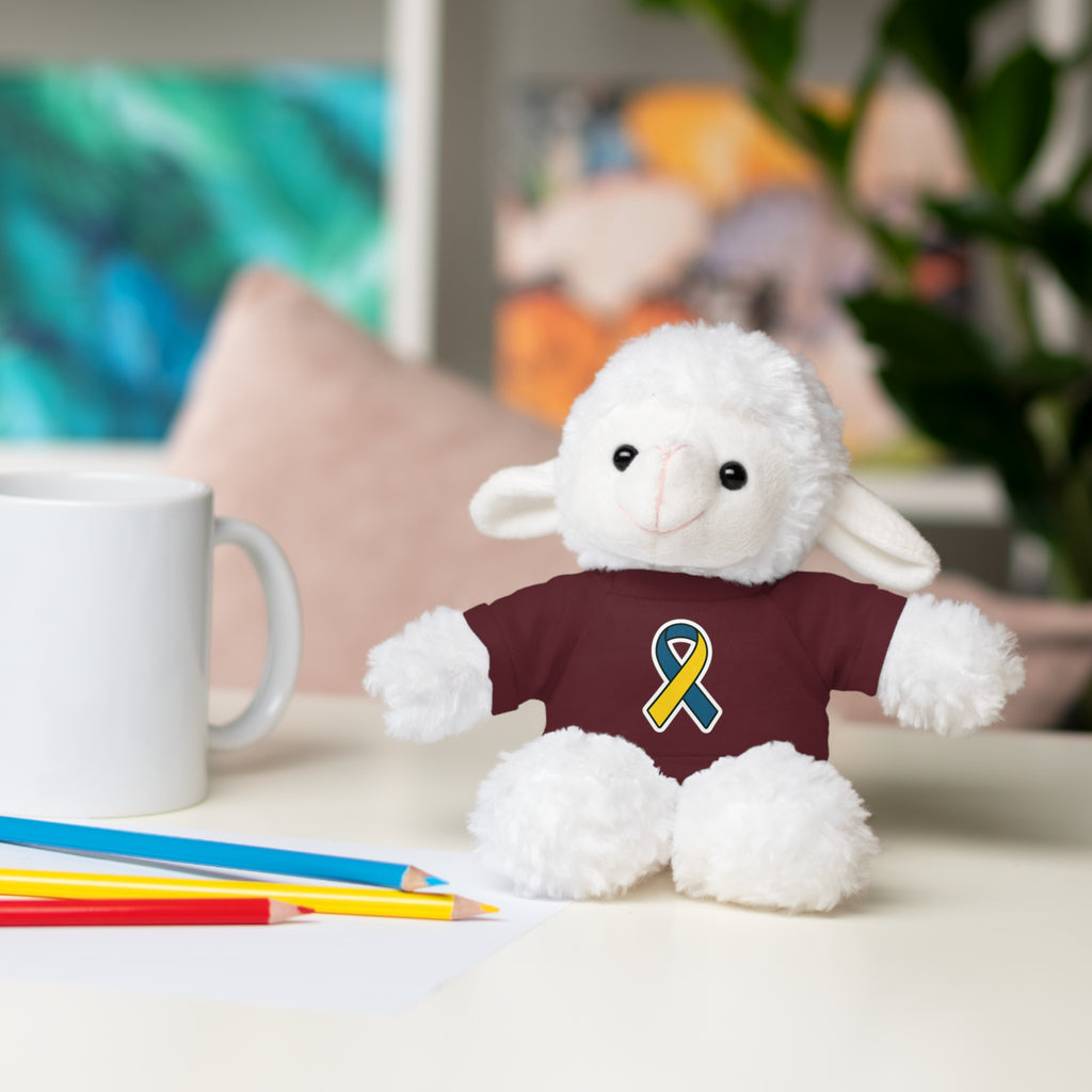 Yellow Blue Awareness Ribbon Stuffed Animal