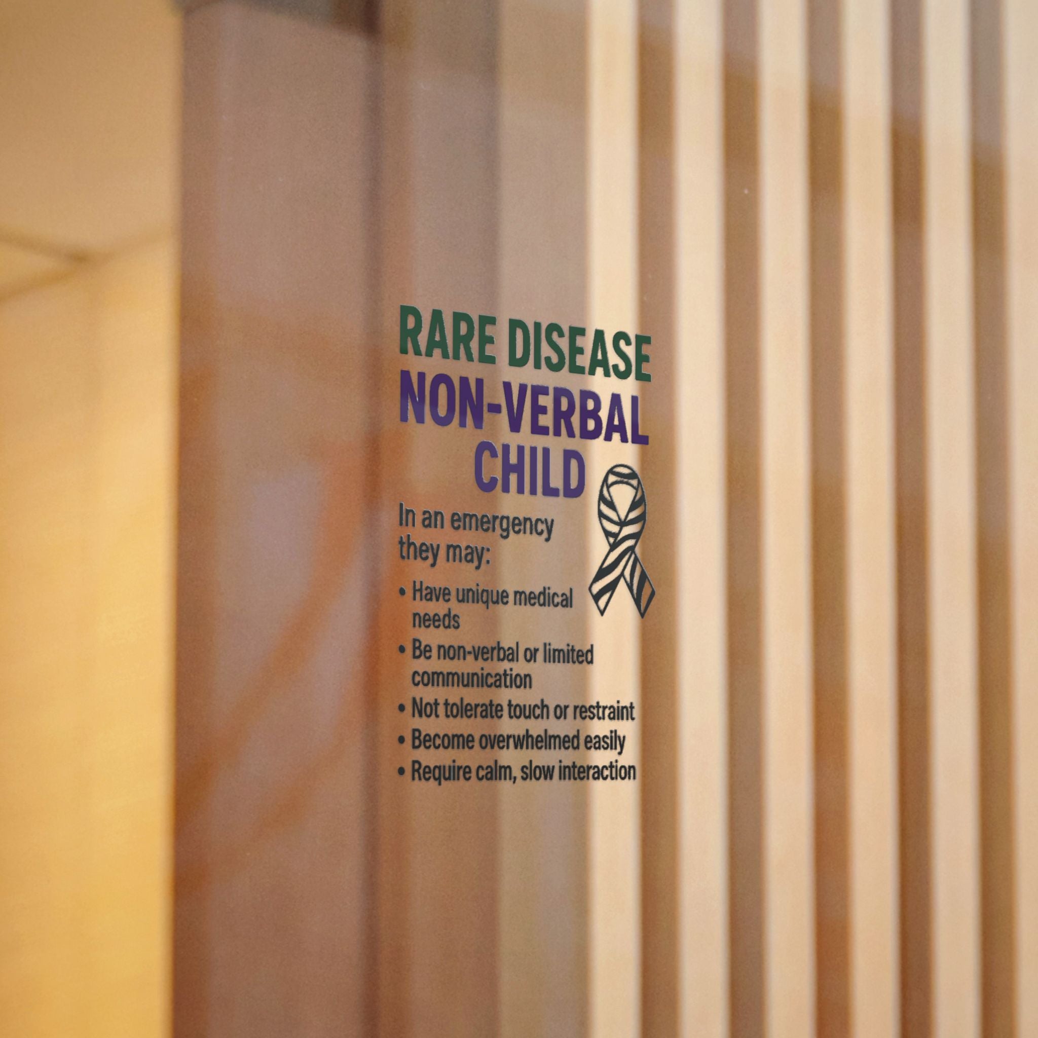 Rare Disease Non-Verbal Child Sticker | Awareness Ribbon, Emergency Info