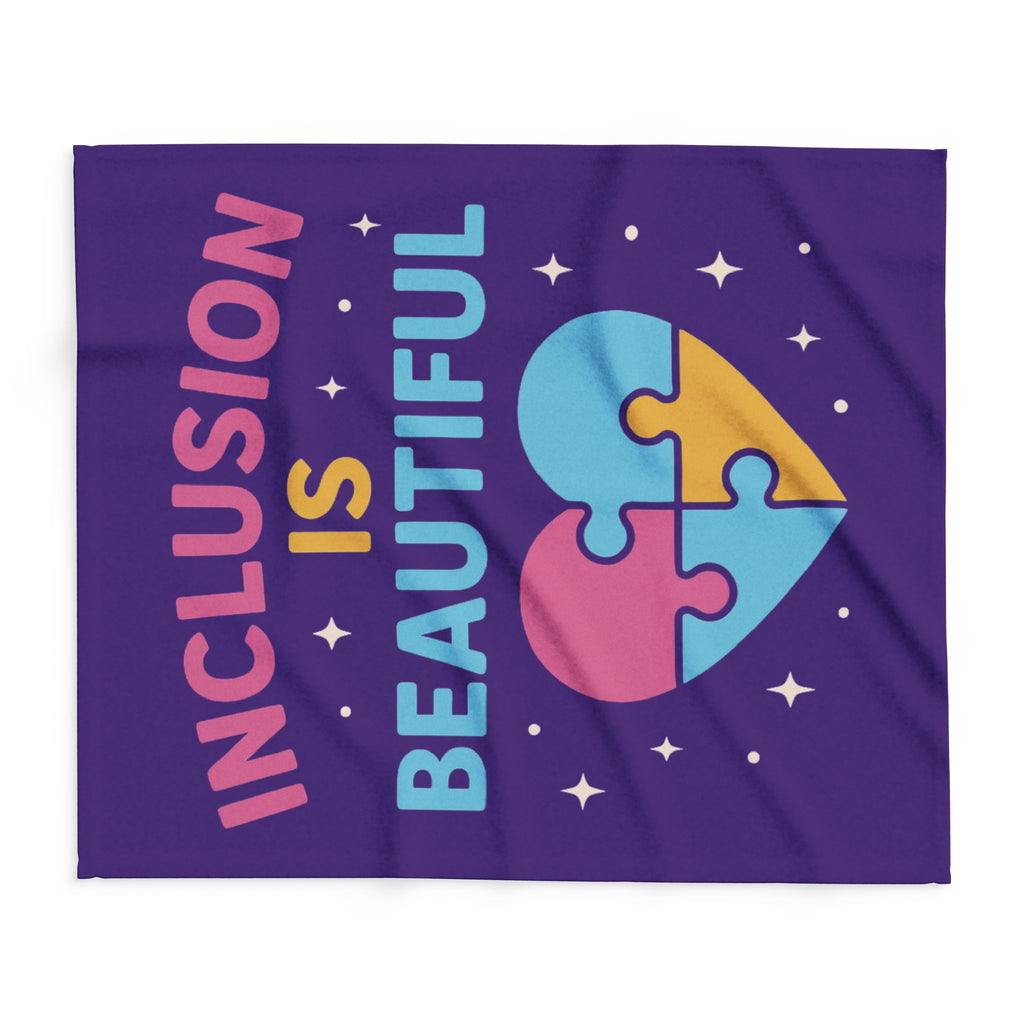Inclusion Is Beautiful heart puzzle design Arctic Fleece Blanket | Pride, Diversity