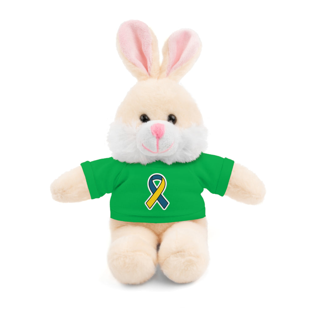 Yellow Blue Awareness Ribbon Stuffed Animal
