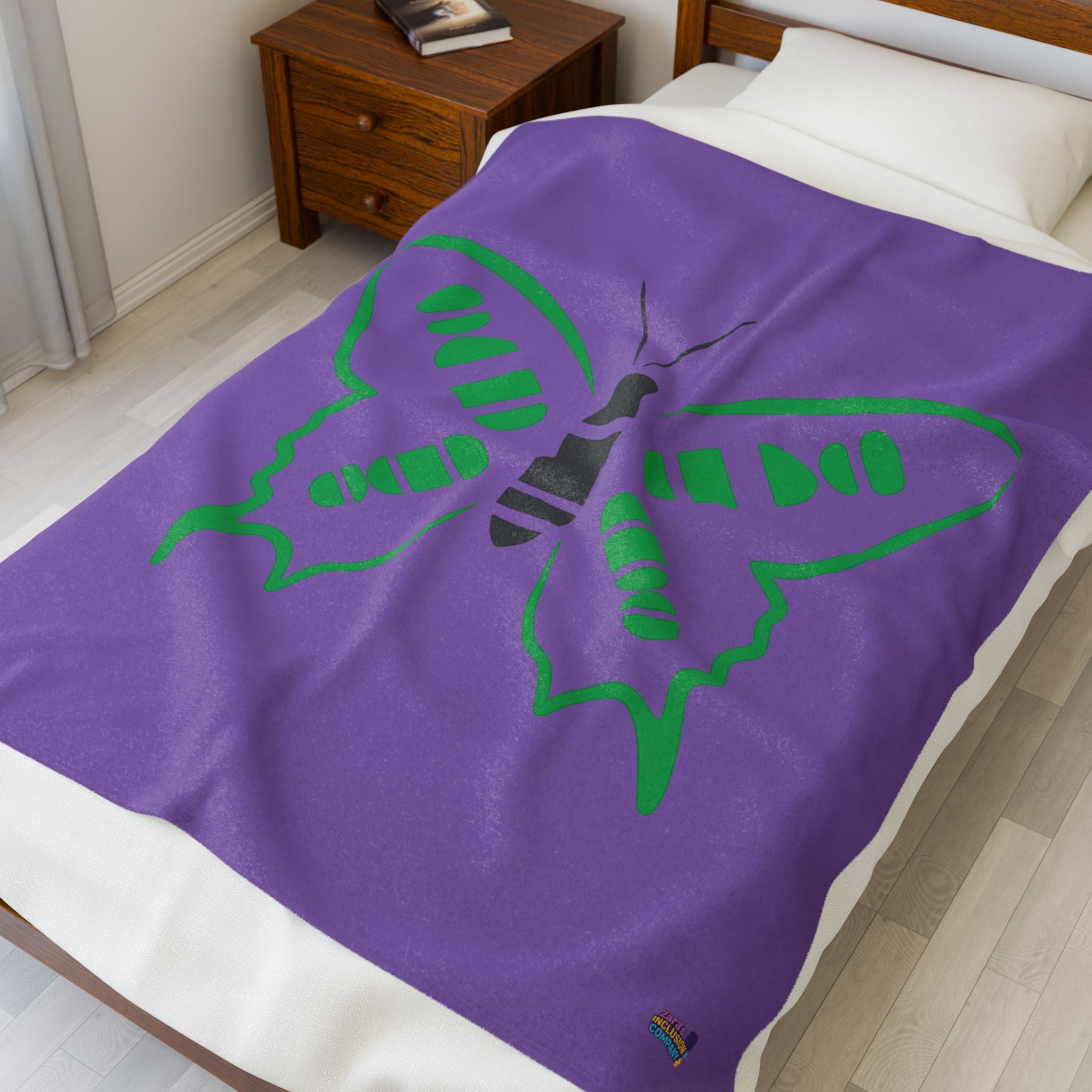 Tetrasomy 18P Green Butterfly Velveteen Plush Blanket