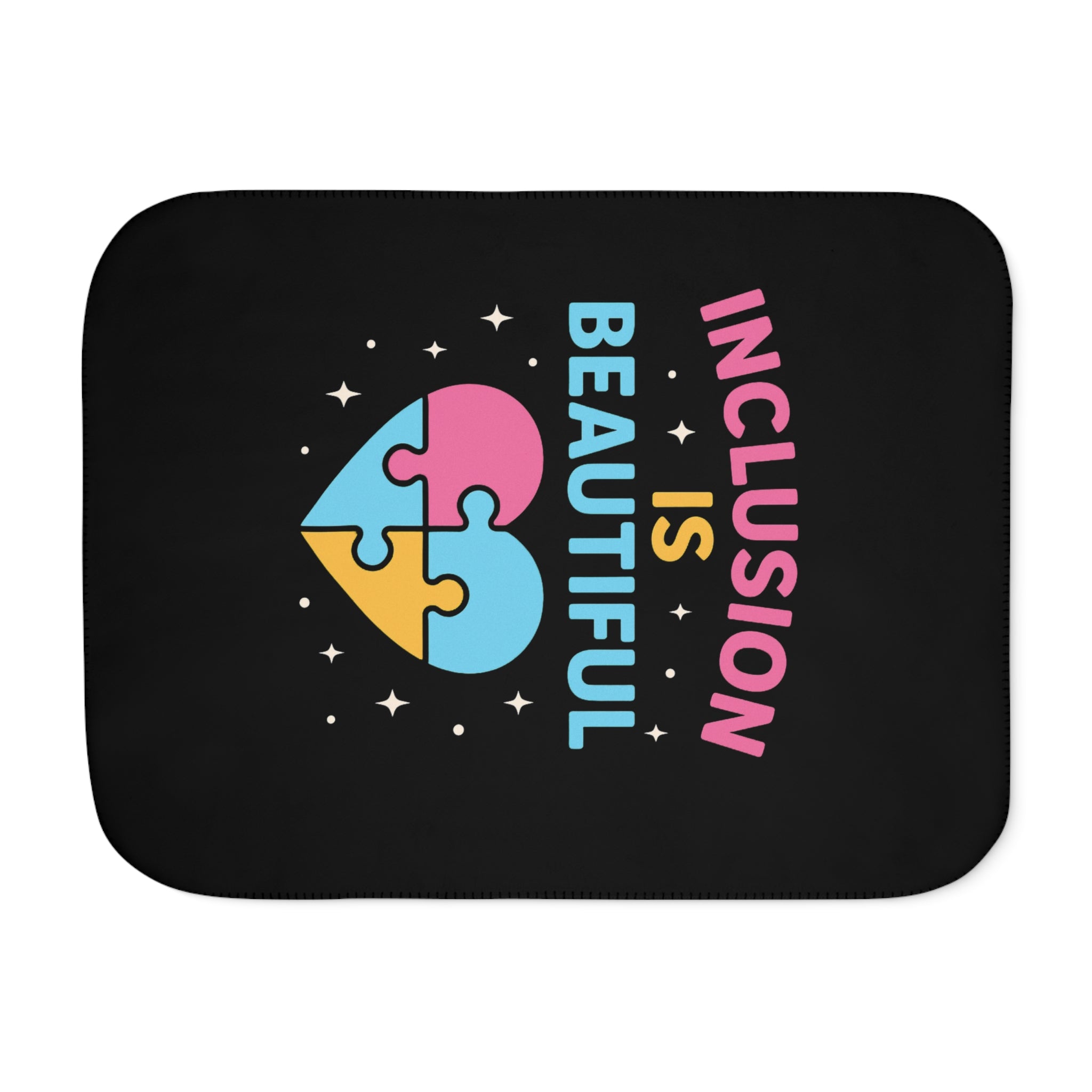 Inclusion Is Beautiful Sherpa Blanket | Puzzle Heart Design