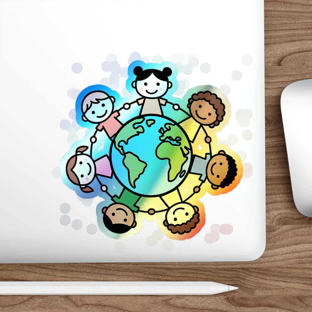 Kids Holding Globe sticker