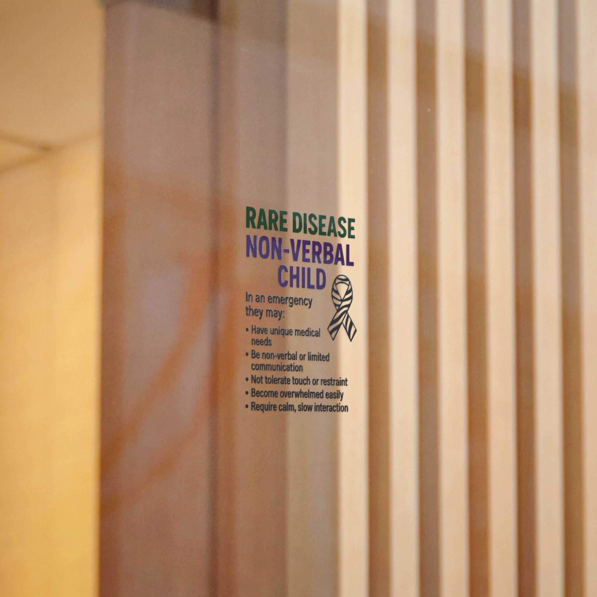 Rare Disease Non-Verbal Child Sticker | Awareness Ribbon, Emergency Info