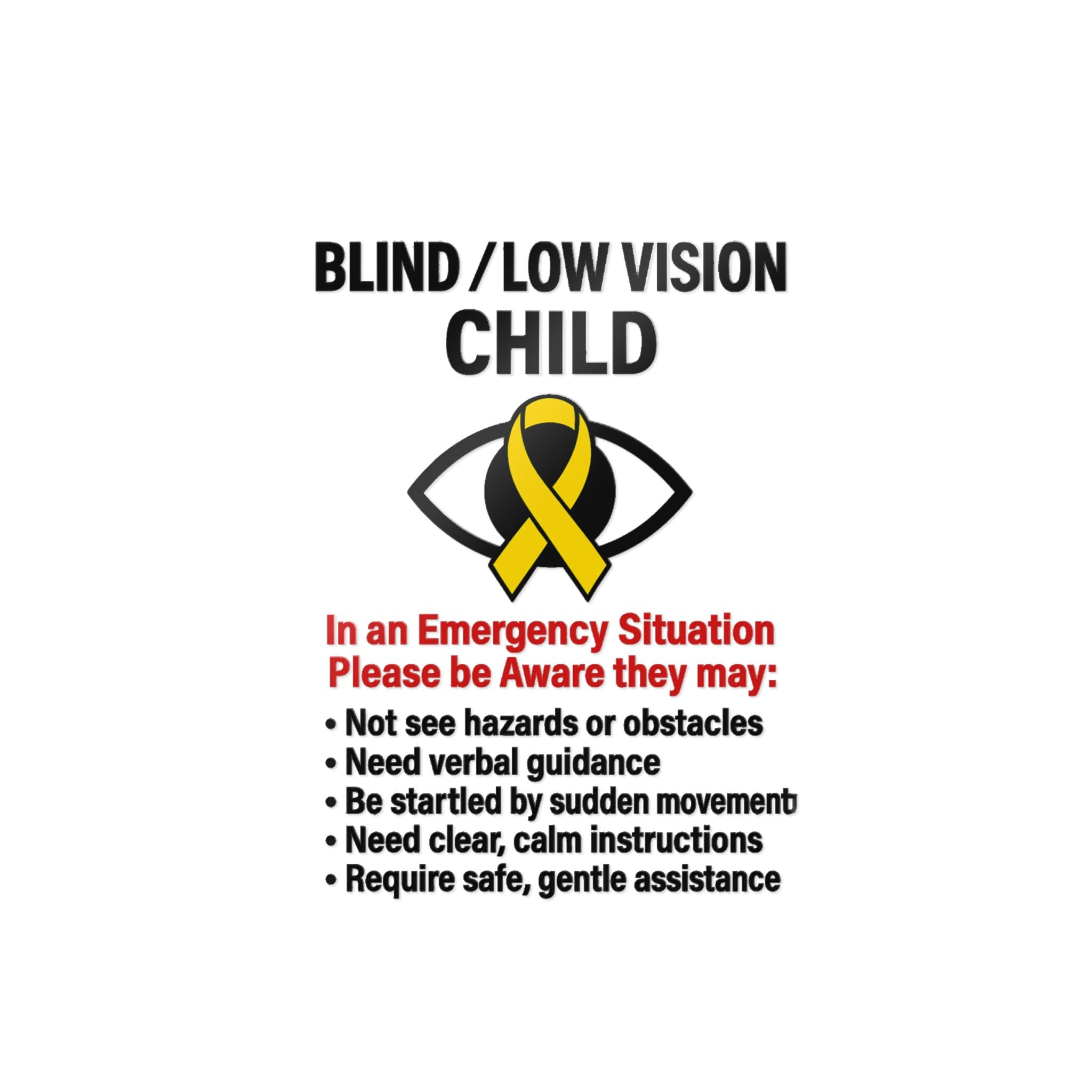 Blind/Low Vision Child sticker | Safety Awareness Die-Cut Sticker
