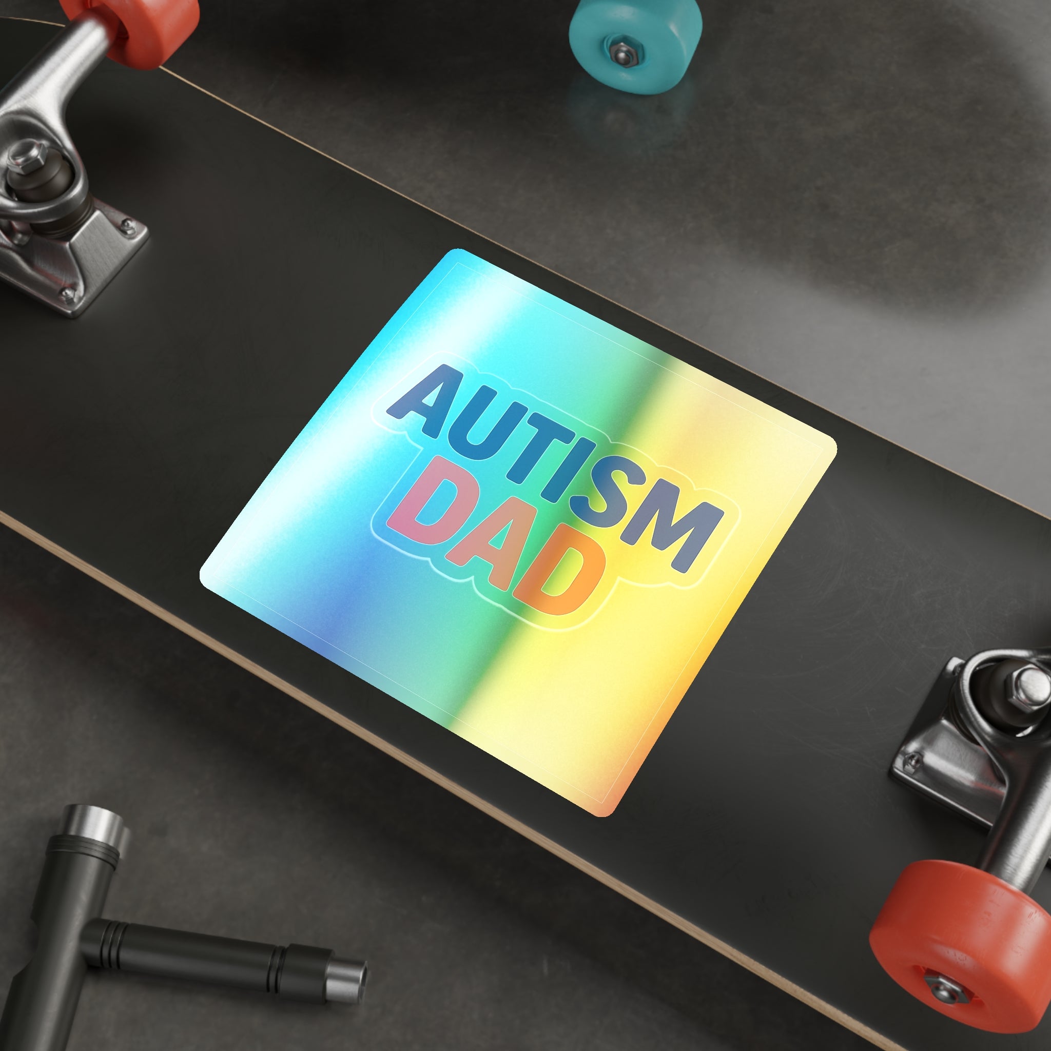 Autism Dad holographic sticker | die-cut square